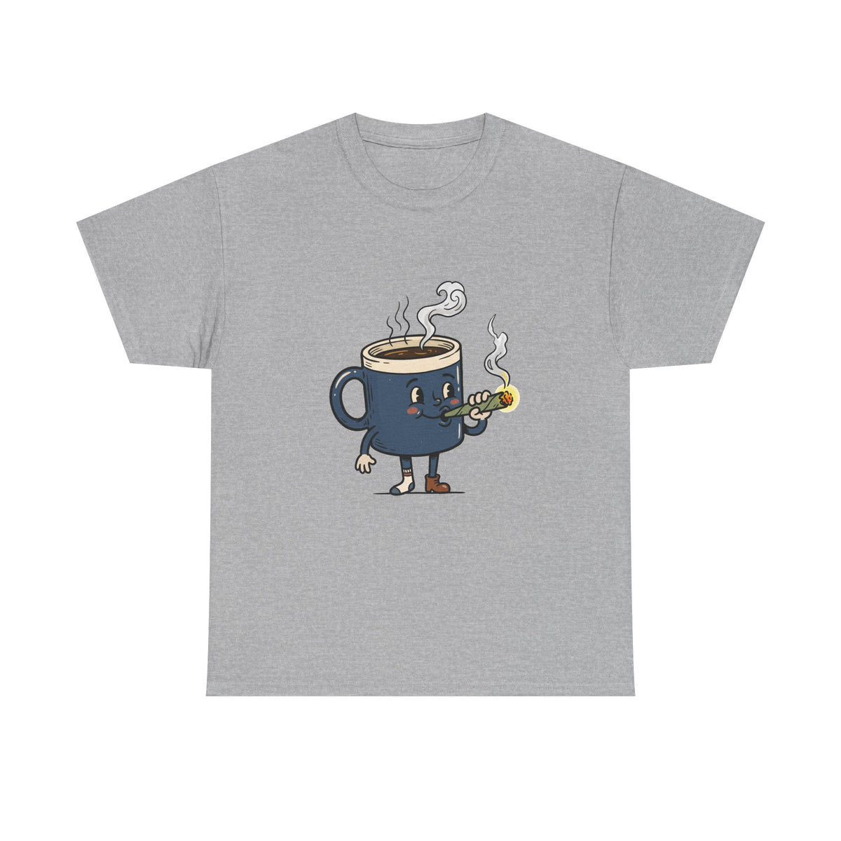 1 Coffee and a Joint Character Tee — Funny Smoking Joint Cartoon Shirt