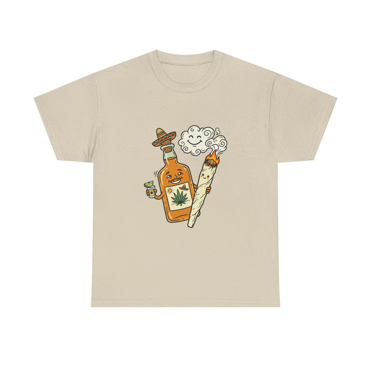 A Cannabis & Tequila Tee — Funny Joint and Bottle Graphic T-Shirt