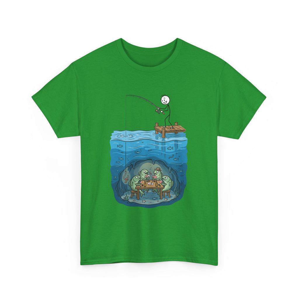 Fishing Tee — Underwater Surprise Cartoon T-Shirt (Fisherman & Sea Creatures)