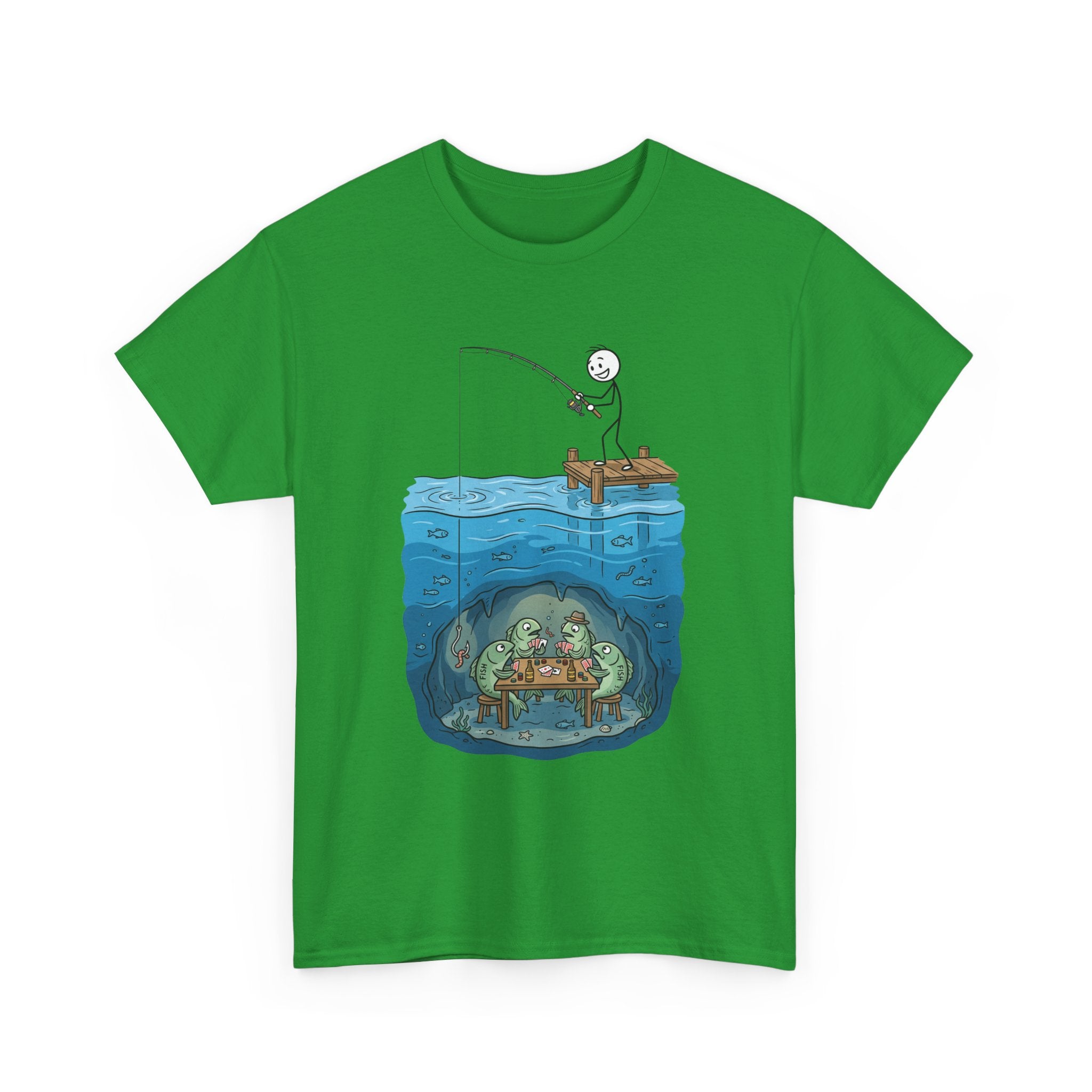 Fishing Tee — Underwater Surprise Cartoon T-Shirt (Fisherman & Sea Creatures)