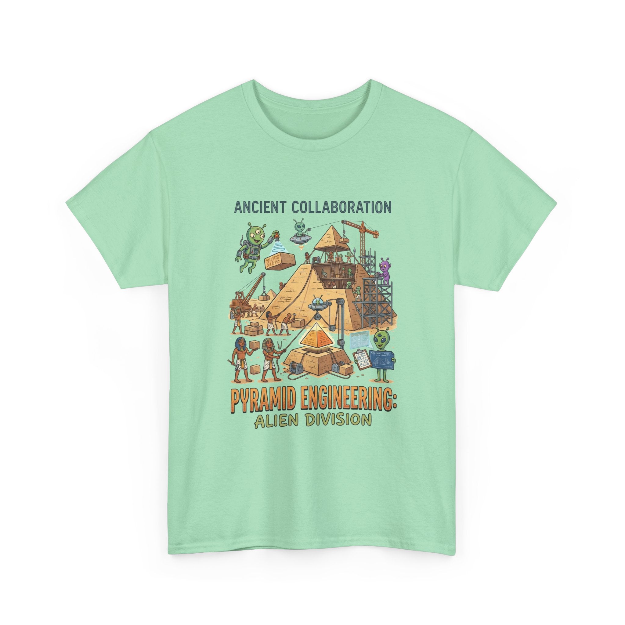 Pyramid Engineering Tee — "Ancient Collaboration" Alien Division Graphic Shirt