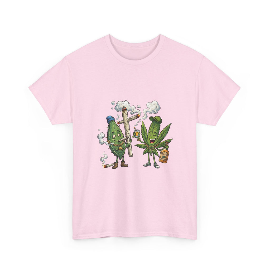 1 Tequila & Cannabis Buds Cartoon Tee — Funny Smoking Weed Plant Graphic T-Shirt