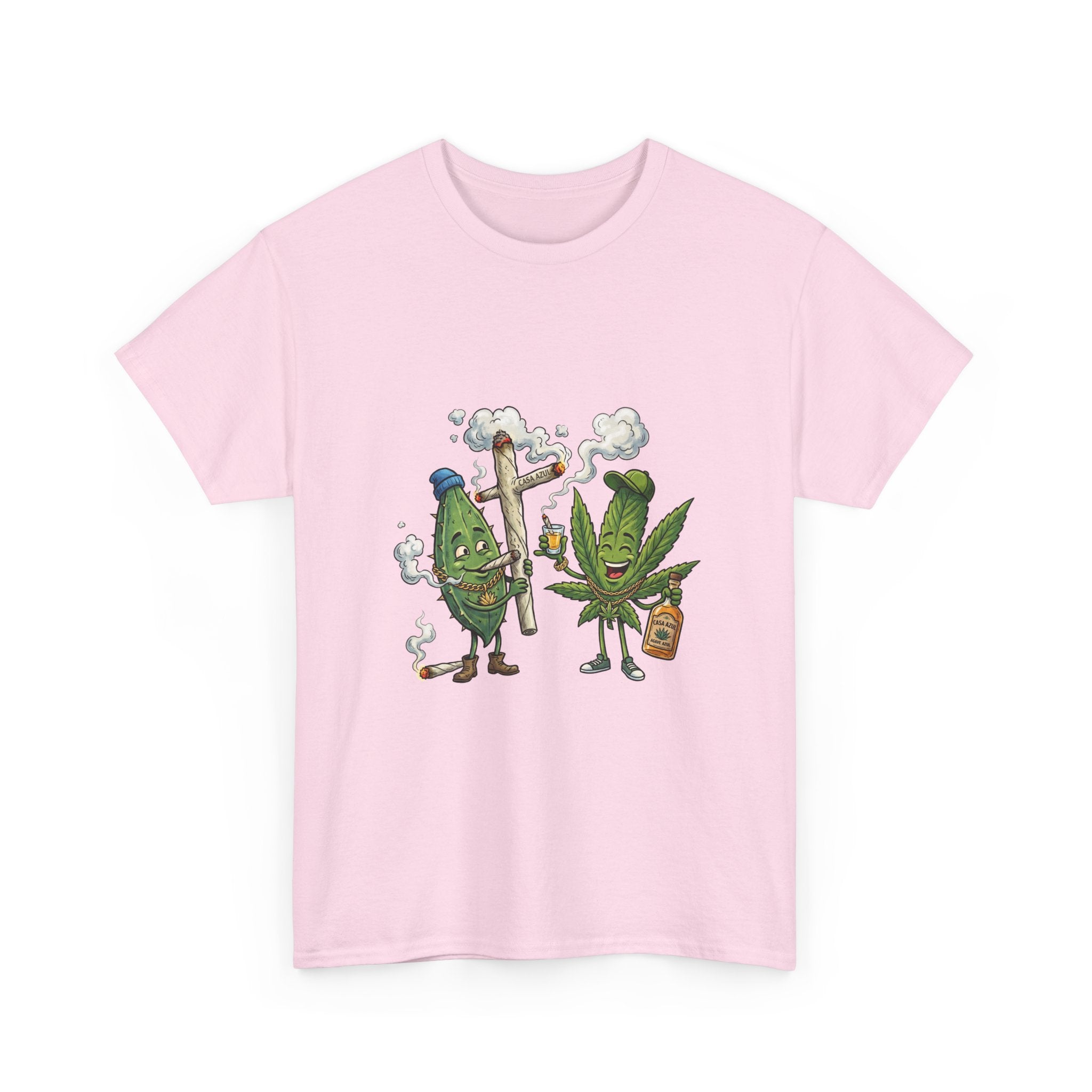1 Tequila & Cannabis Buds Cartoon Tee — Funny Smoking Weed Plant Graphic T-Shirt