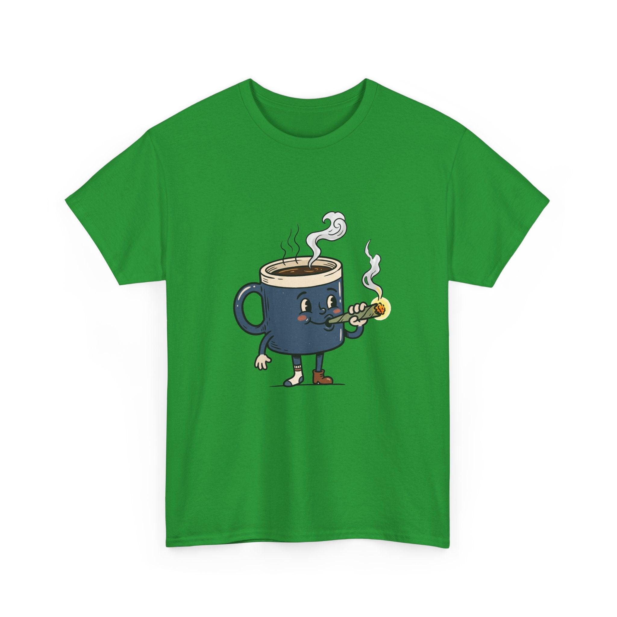 Coffee and a Joint Character Tee — Funny Smoking Joint Cartoon Shirt