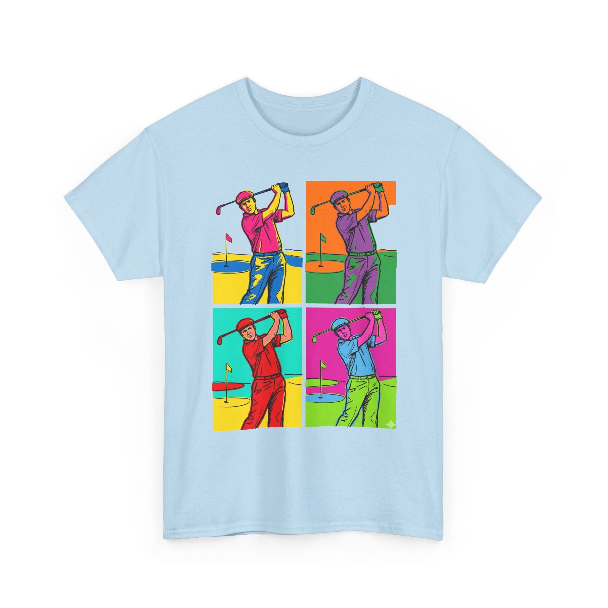 Golf Pop Art T-Shirt — Colorful Golfer Swing Graphic Tee