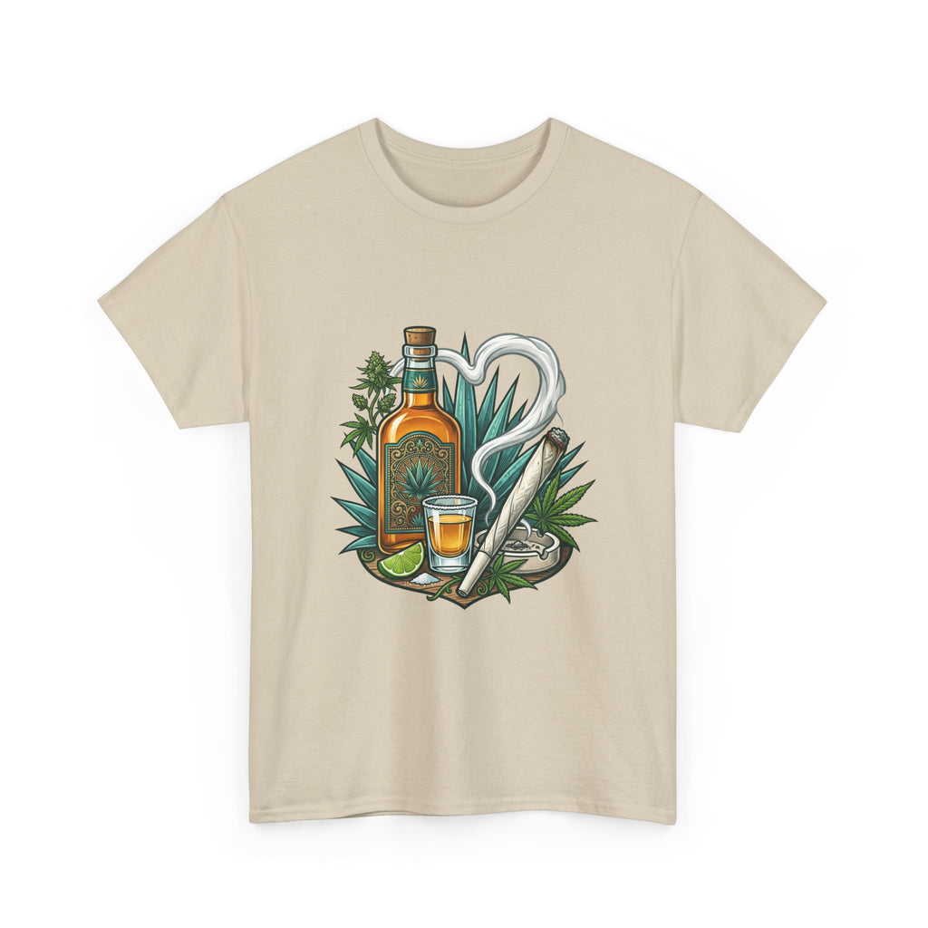 Tequila Bottle & Joint T‑Shirt — Agave Lime Margarita Design