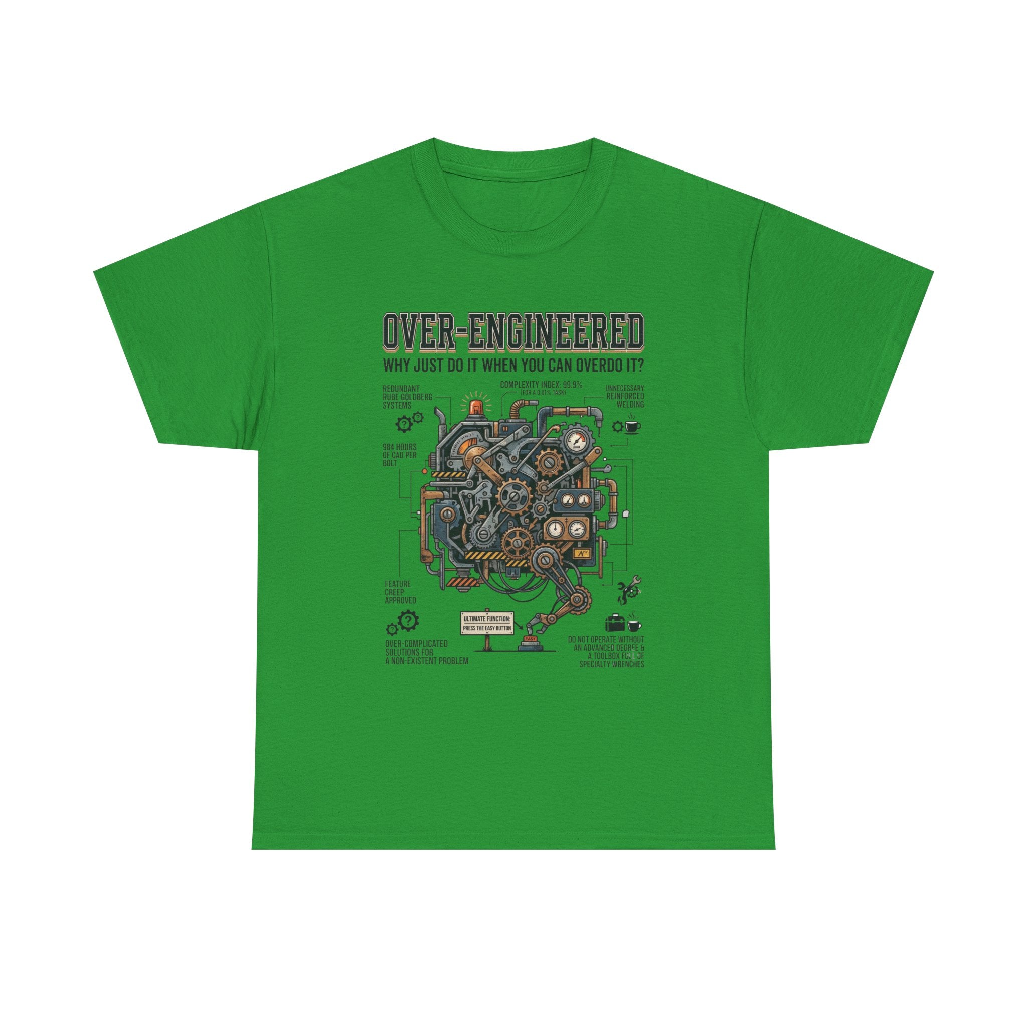 Over-Engineered Tee – Funny Engineer T-Shirt with Mechanical Brain Diagram
