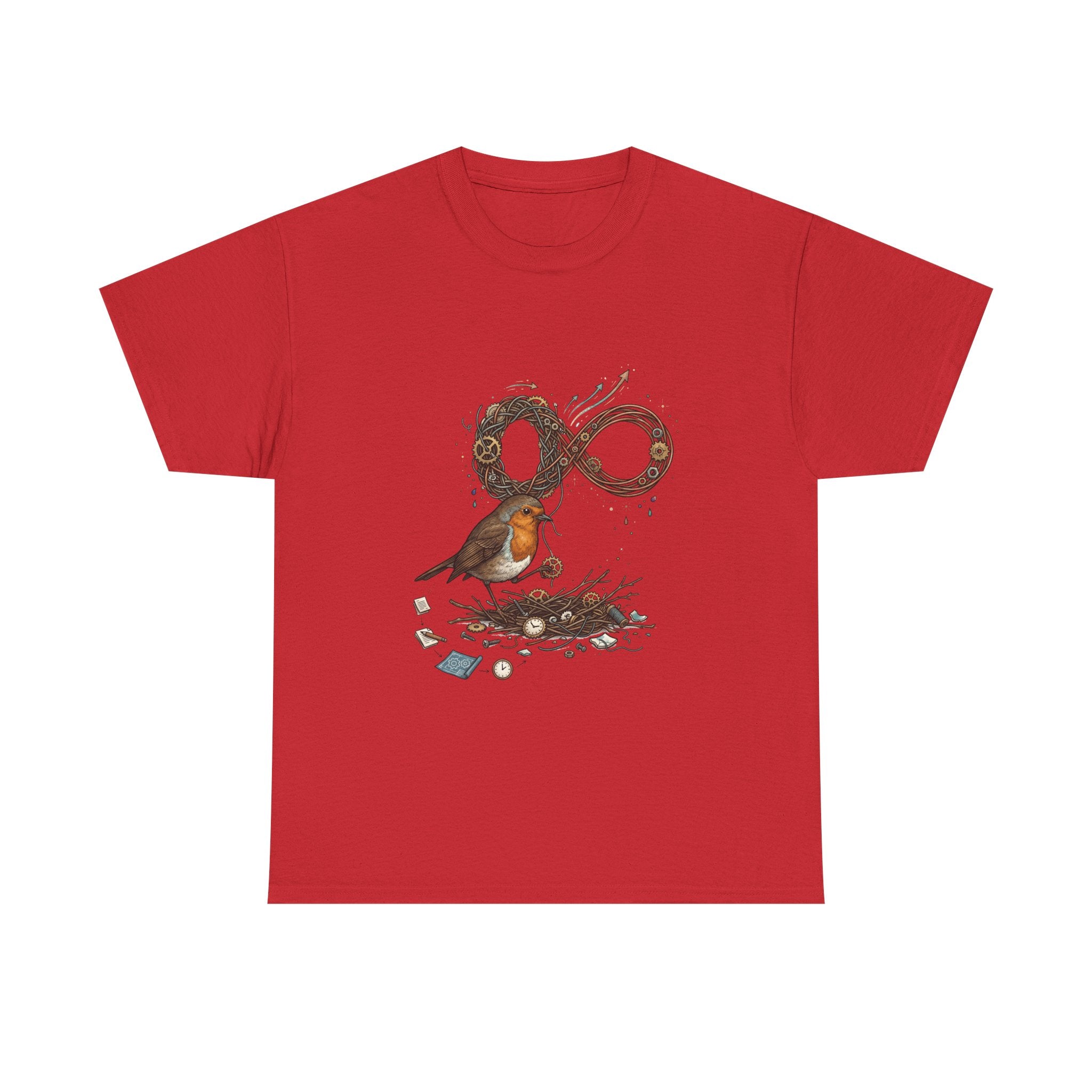 Robin & Infinity Symbol Tee — Nature-Inspired Bird Nest Graphic Shirt idk