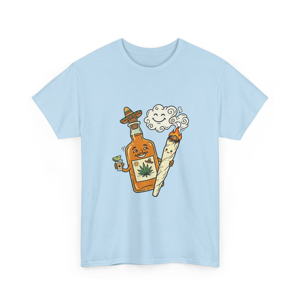 Cannabis & Tequila Tee — Funny Joint and Bottle Graphic T-Shirt