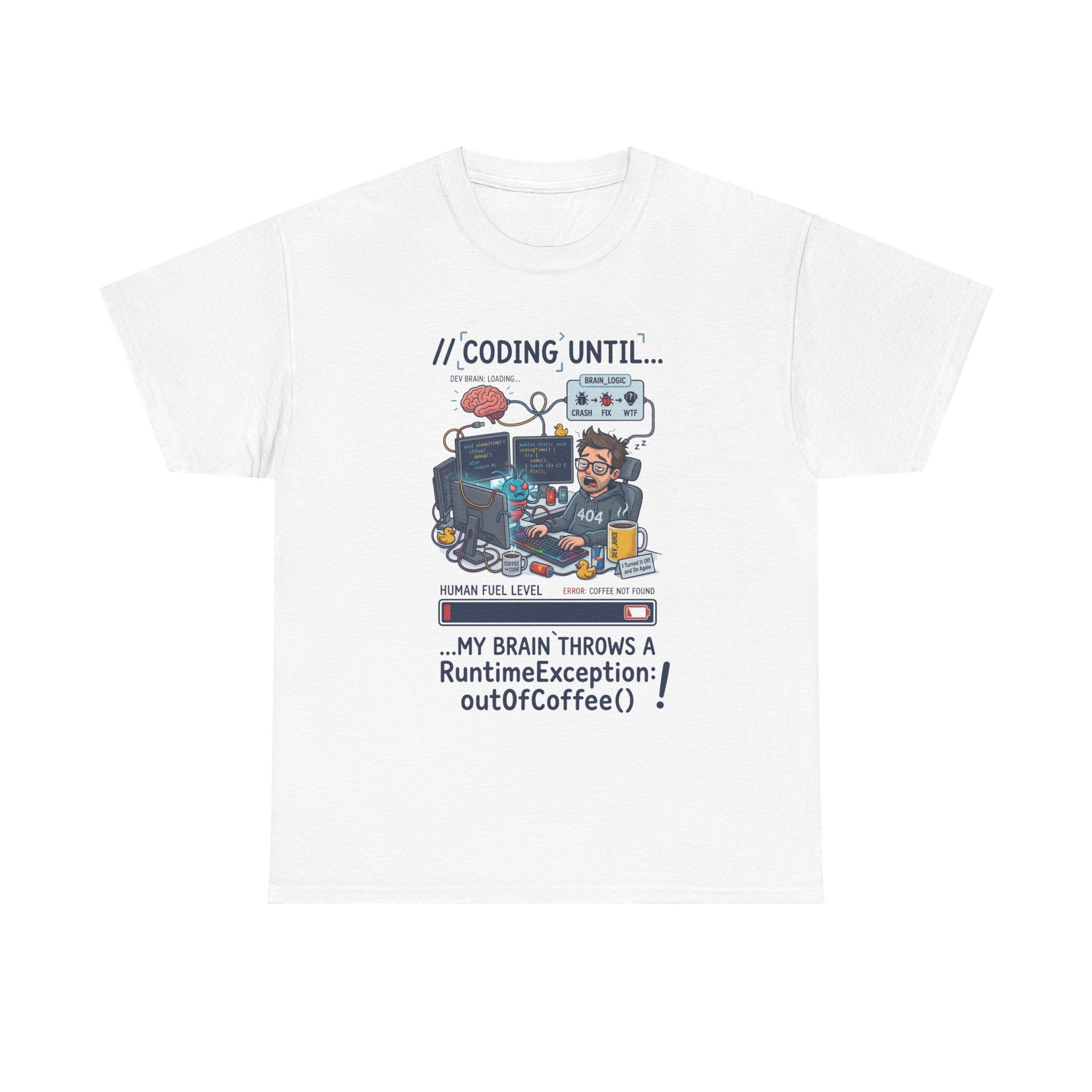 Coding Until My Brain Throws a RuntimeException T-Shirt
