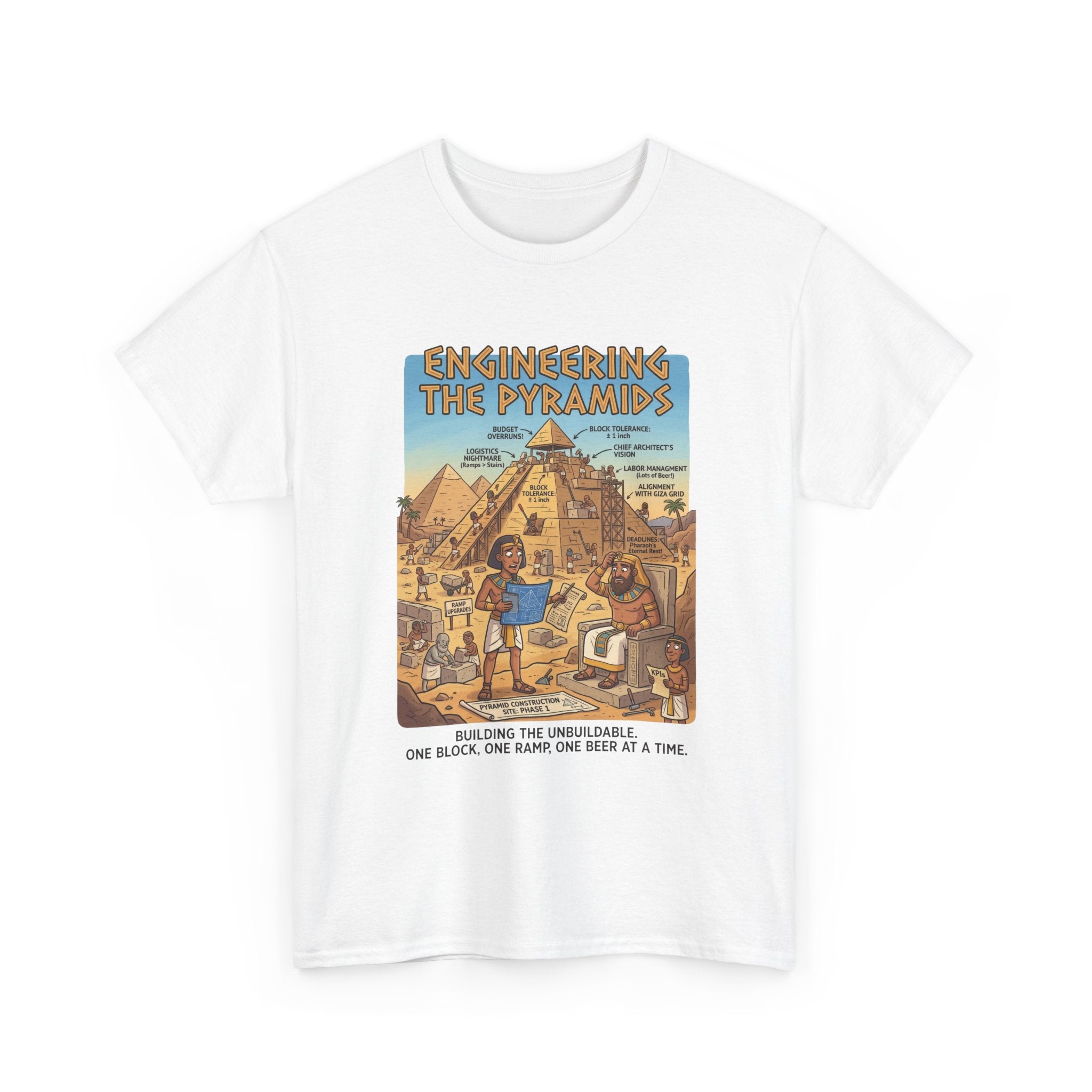 T-Shirt — "Engineering the Pyramids" Vintage Egypt Graphic Tee