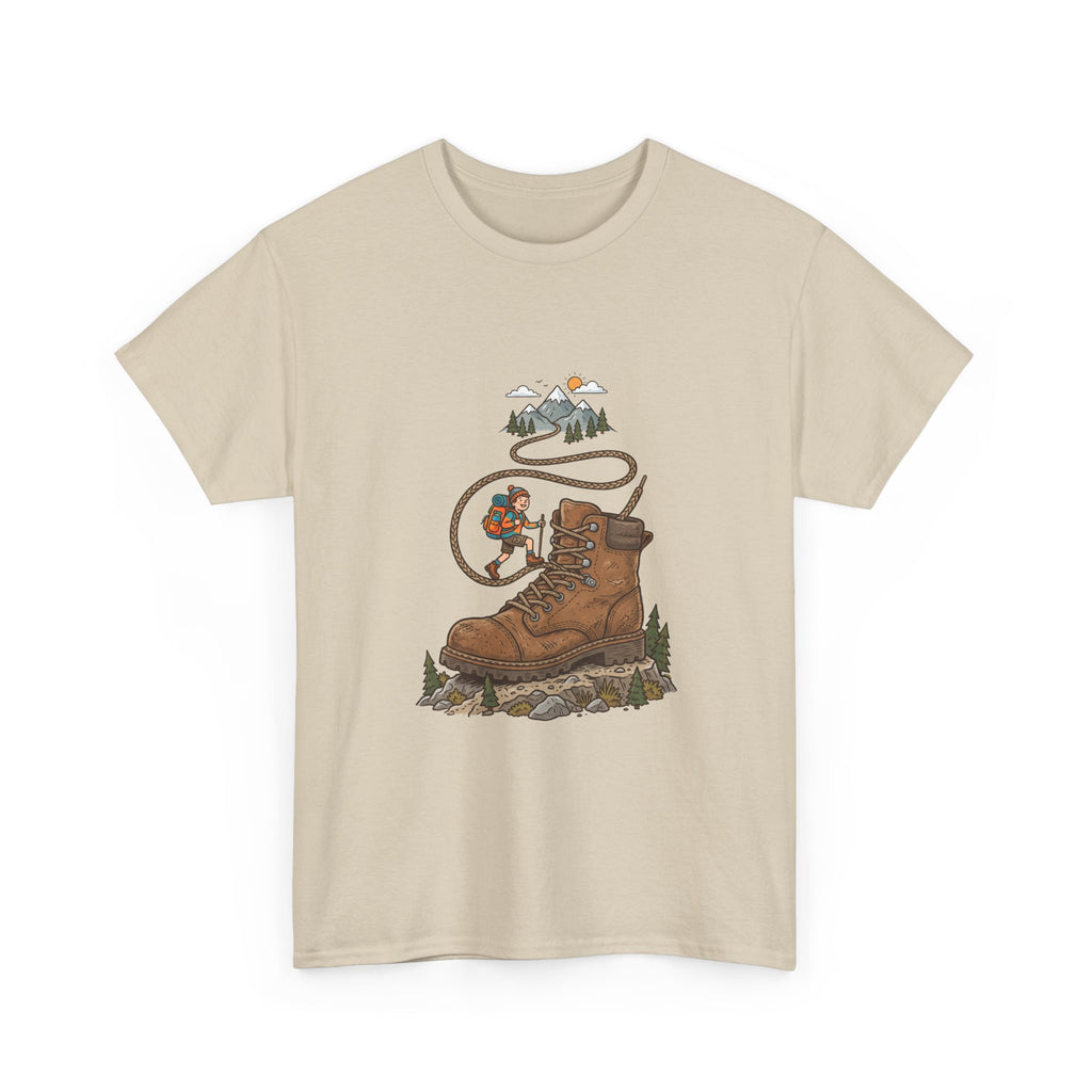 Hiking Boot Adventure Graphic Tee — Outdoor Trail Camper Shirt