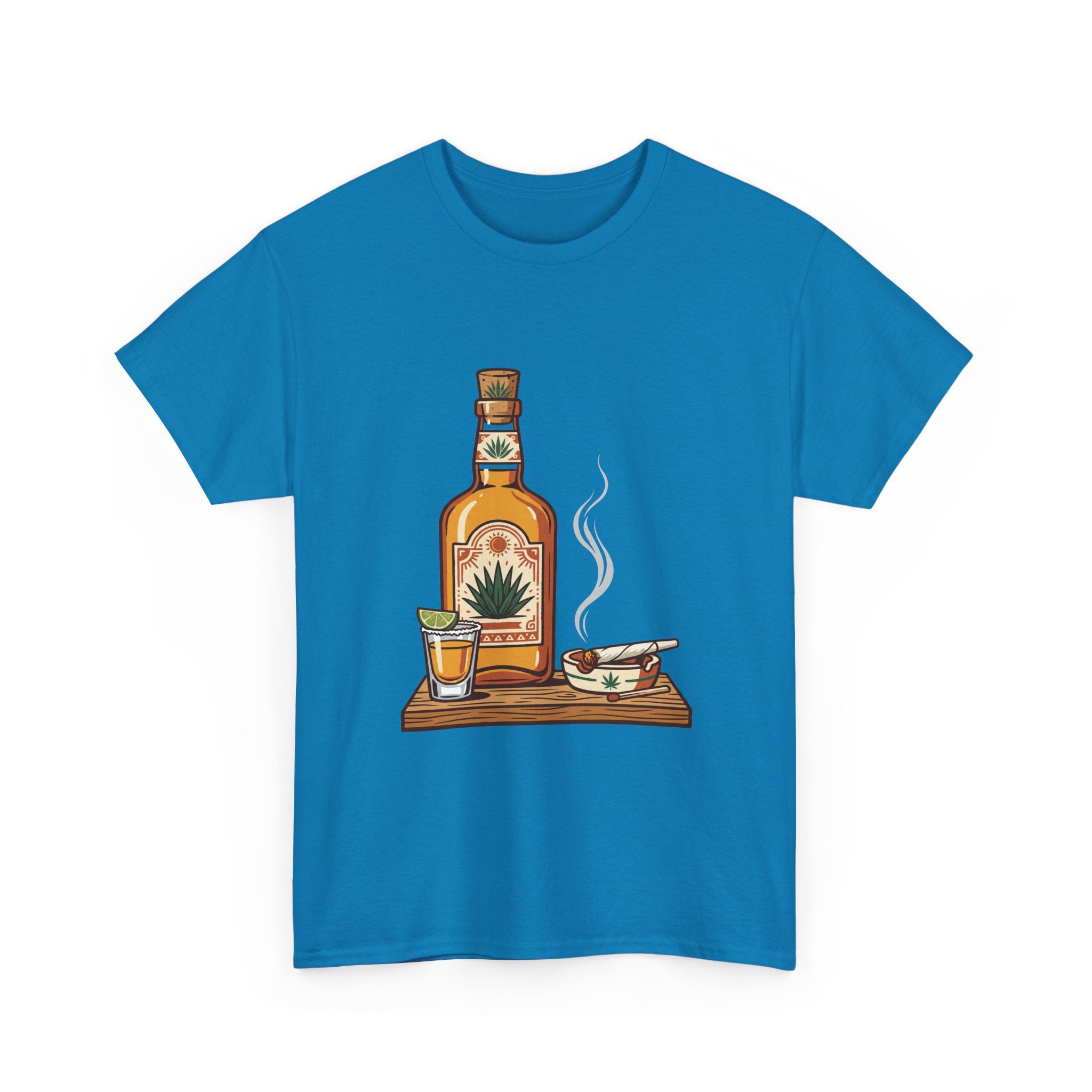 Tequila & A joint Tee — Bottle, Shot Glass & joint Graphic Shirt