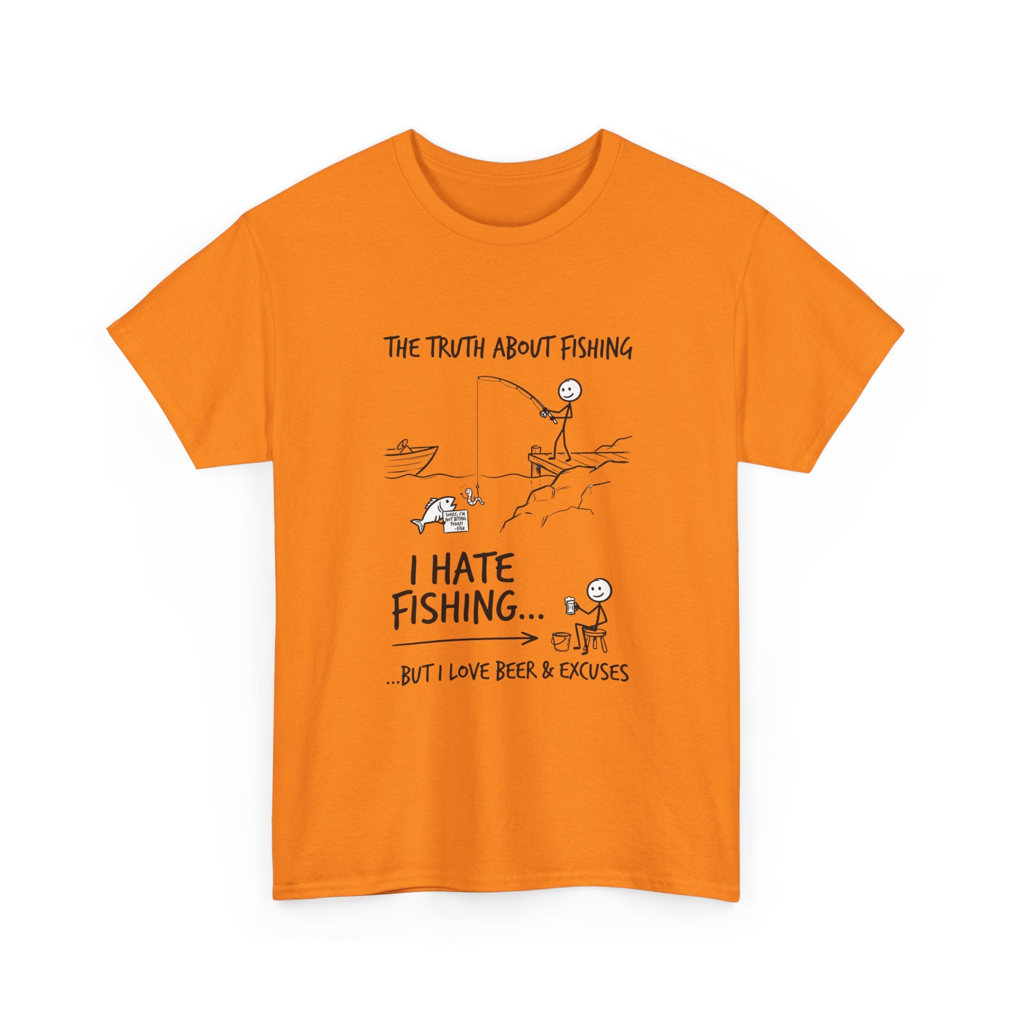 Fishing Joke Tee — "I Hate Fishing... But I Love Beer & Excuses"