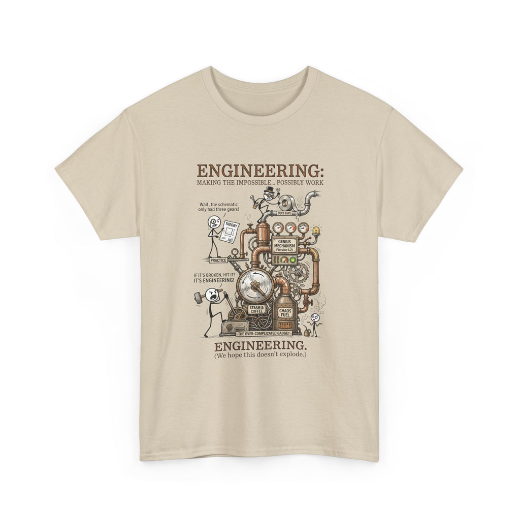Engineering T‑Shirt – Coffee Diagram Tee (Funny "Engineering: Making the Impossible Work")
