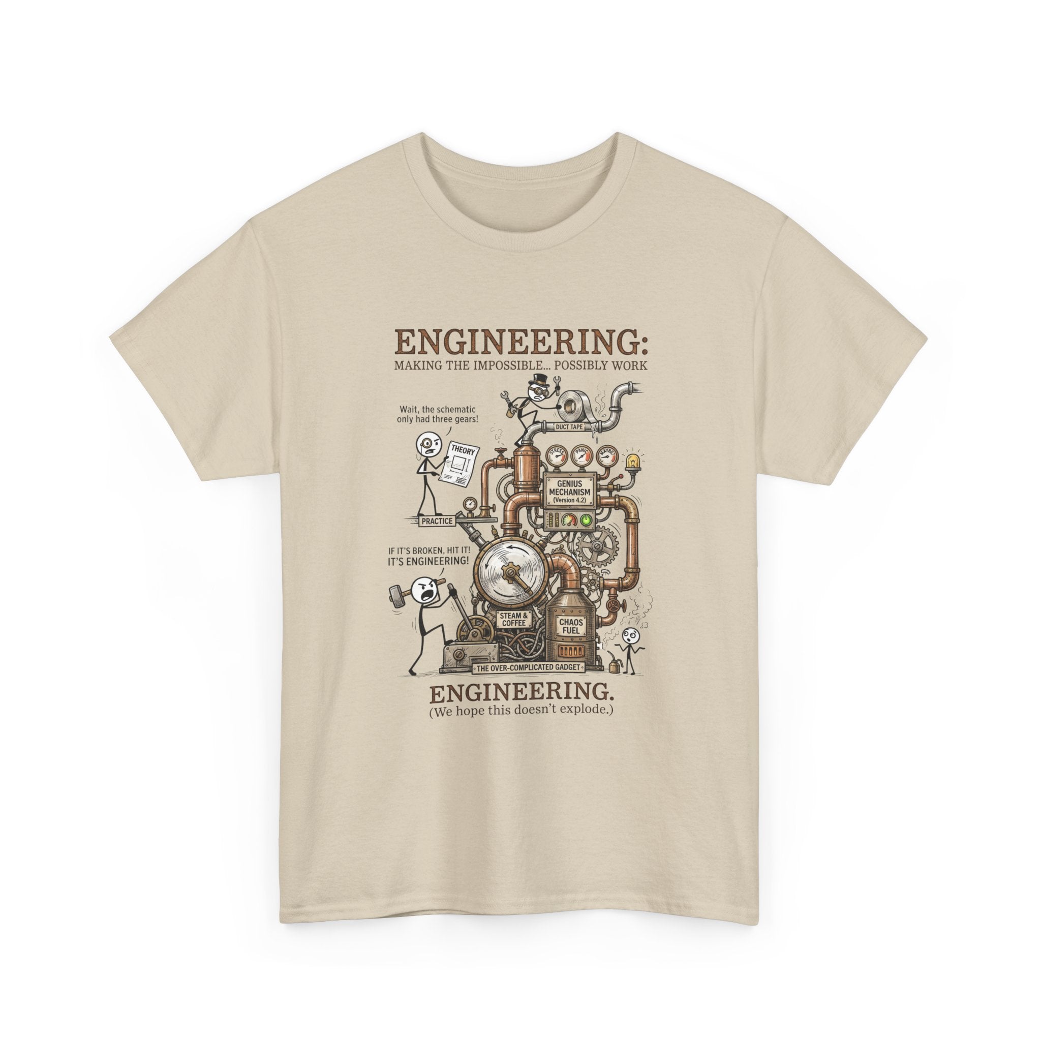 Engineering T‑Shirt – Coffee Diagram Tee (Funny "Engineering: Making the Impossible Work")