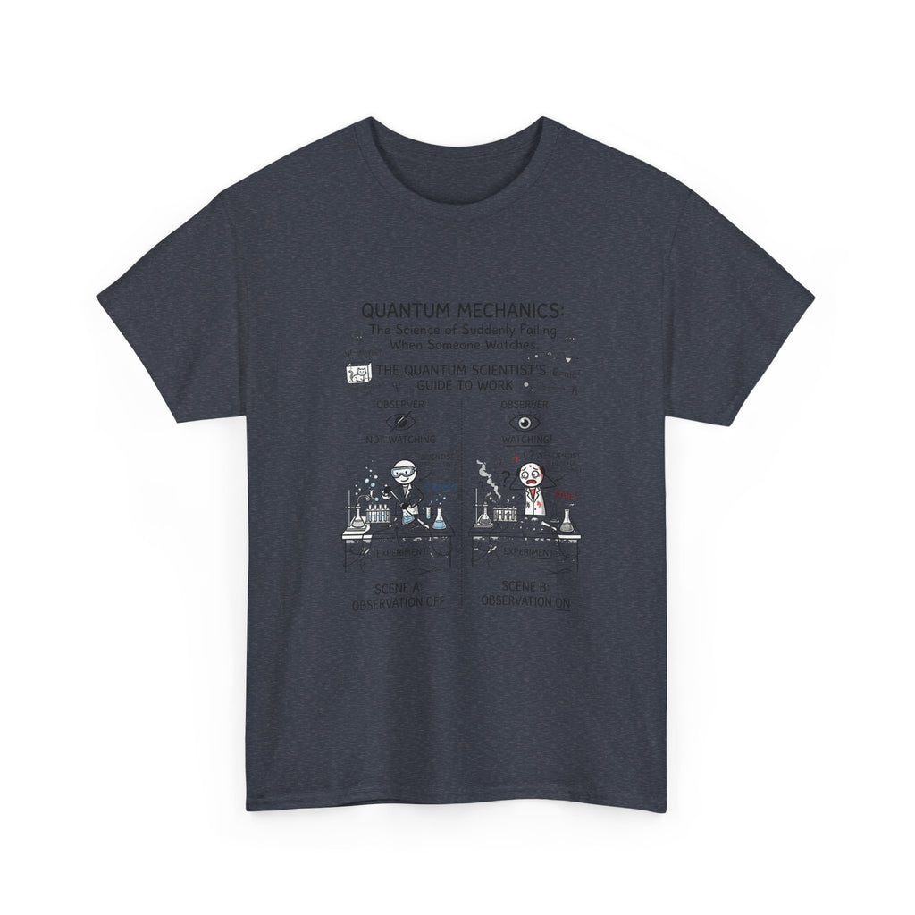 Quantum Mechanics Cartoon T‑Shirt — Funny Science Diagram Tee