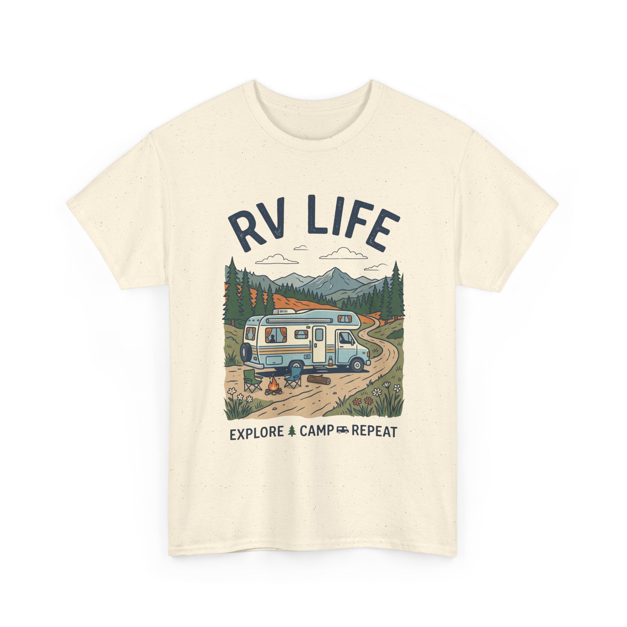 RV Life T-Shirt - Explore & Camp Repeat Vintage Camper Tee