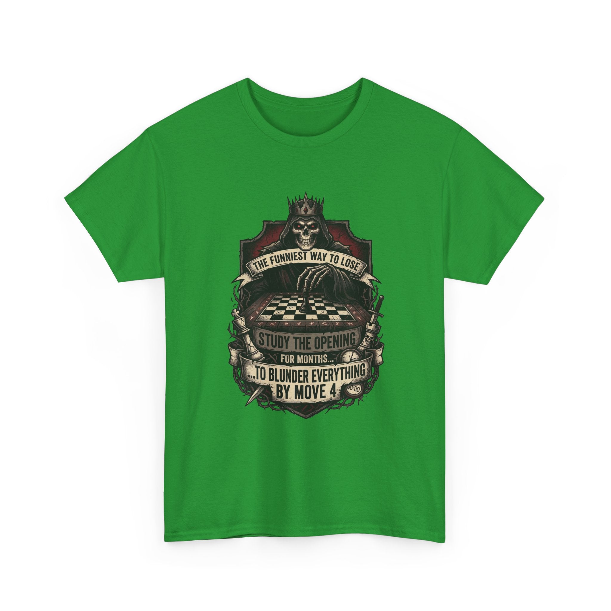 Chess Lover T-Shirt — "Study the Opening... Blunder Everything by Move 4" Vintage Chess Tee