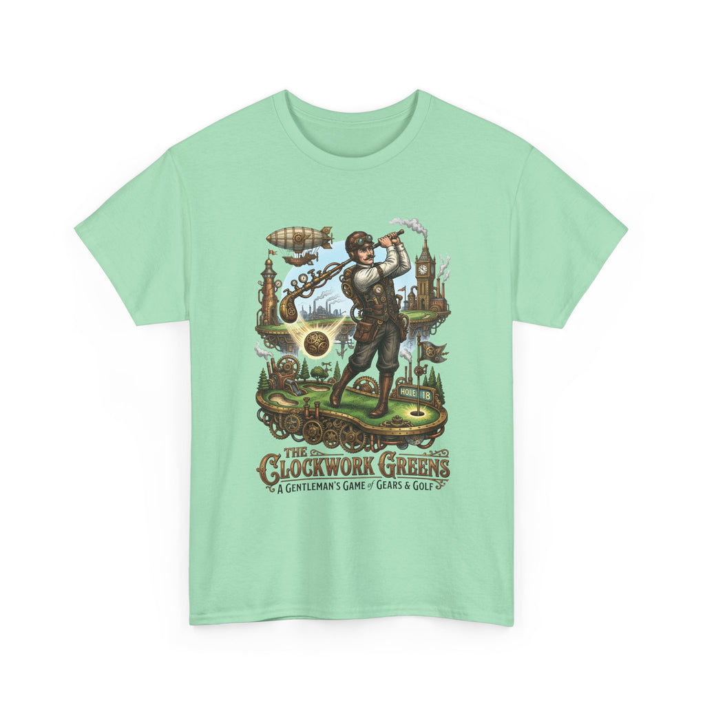Golf Steampunk T-Shirt — "The Clockwork Greens" Vintage Golfing Design