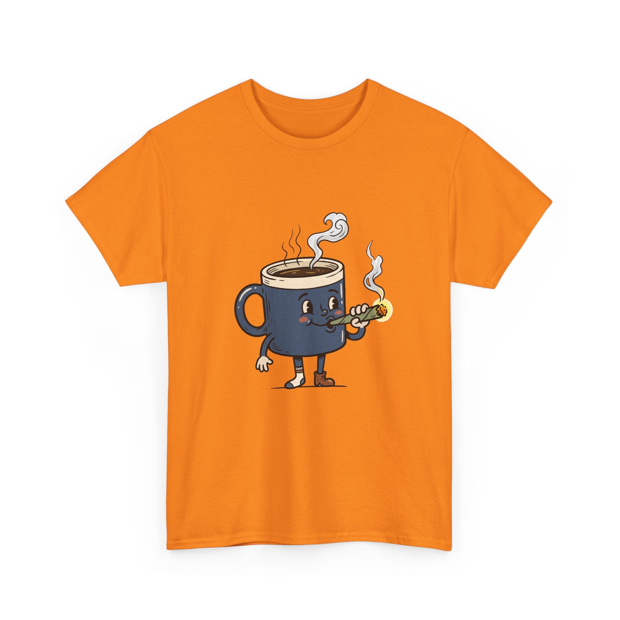 Coffee and a Joint Character Tee — Funny Smoking Joint Cartoon Shirt