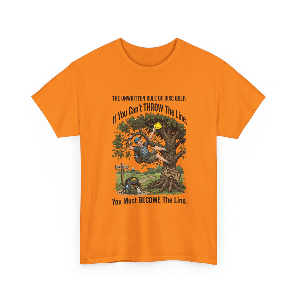 Disc Golf T-Shirt - "If You Can't Throw the Line, You Must Become the Line" Vintage Golf Cartoon Tee