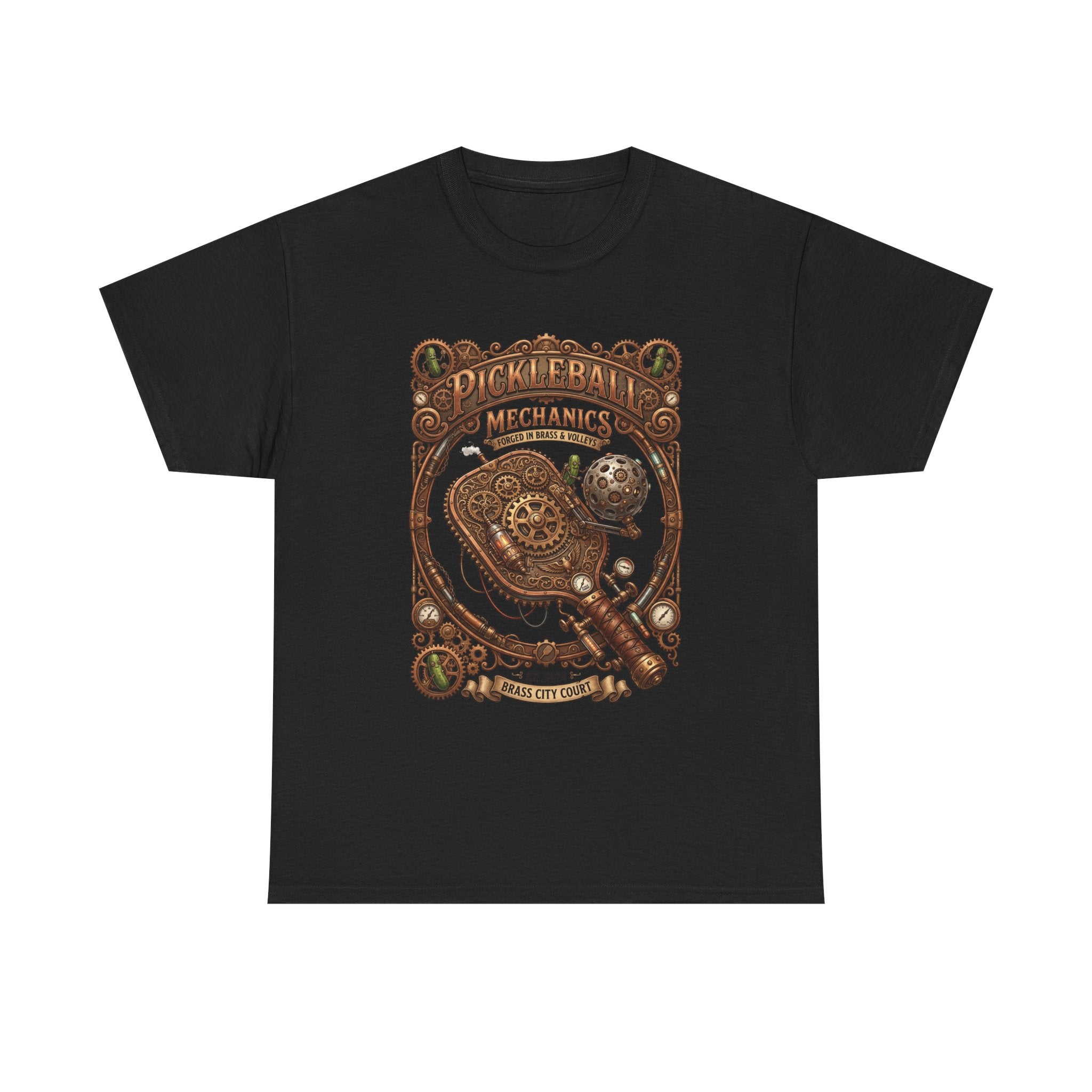 Pickleball Mechanics T-Shirt — Vintage Steampunk Paddle Design