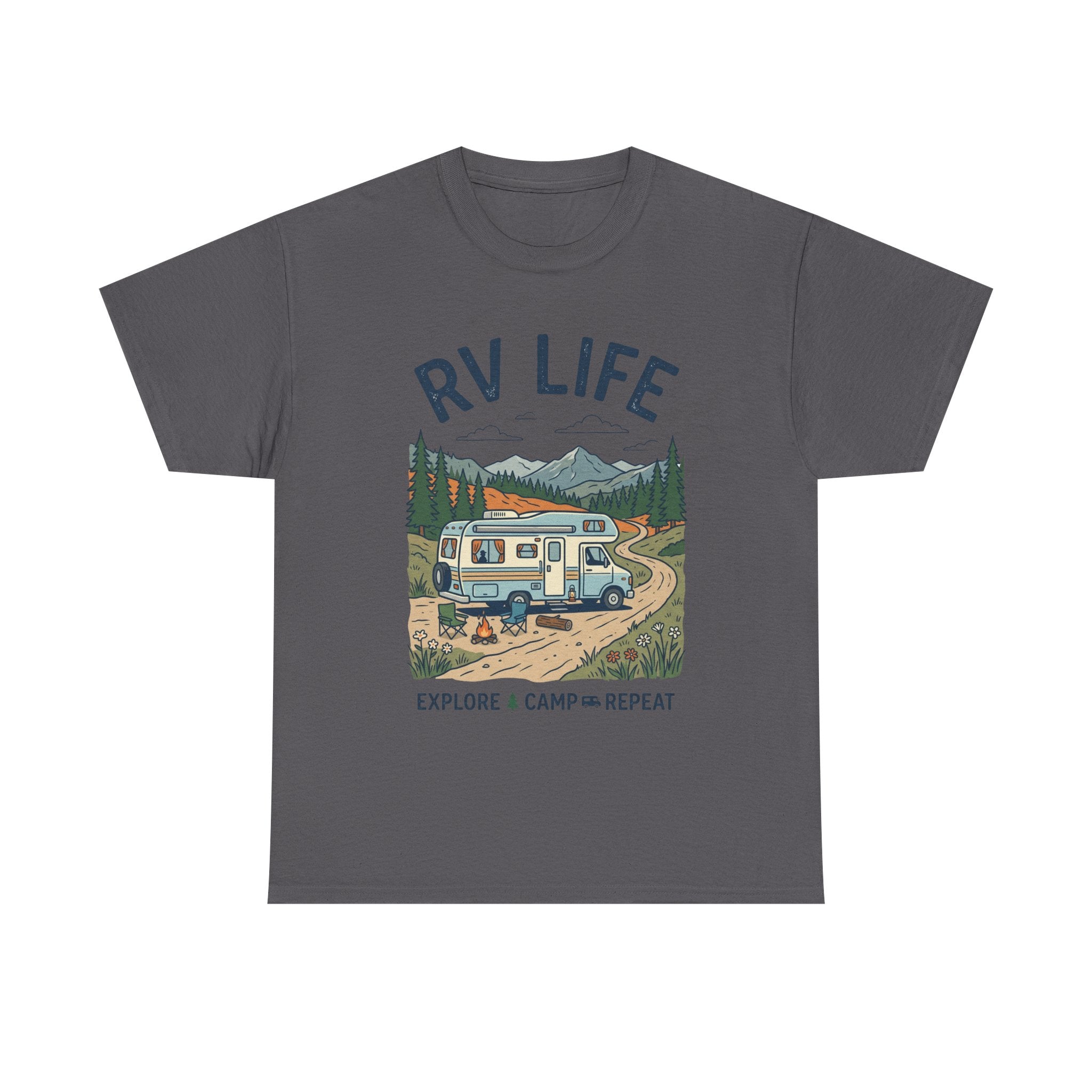RV Life T-Shirt - Explore & Camp Repeat Vintage Camper Tee