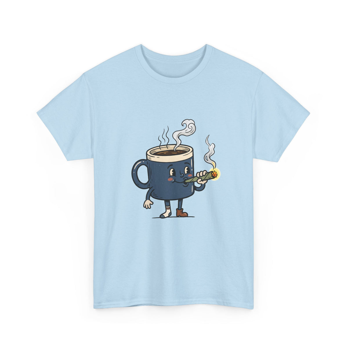 1 Coffee and a Joint Character Tee — Funny Smoking Joint Cartoon Shirt