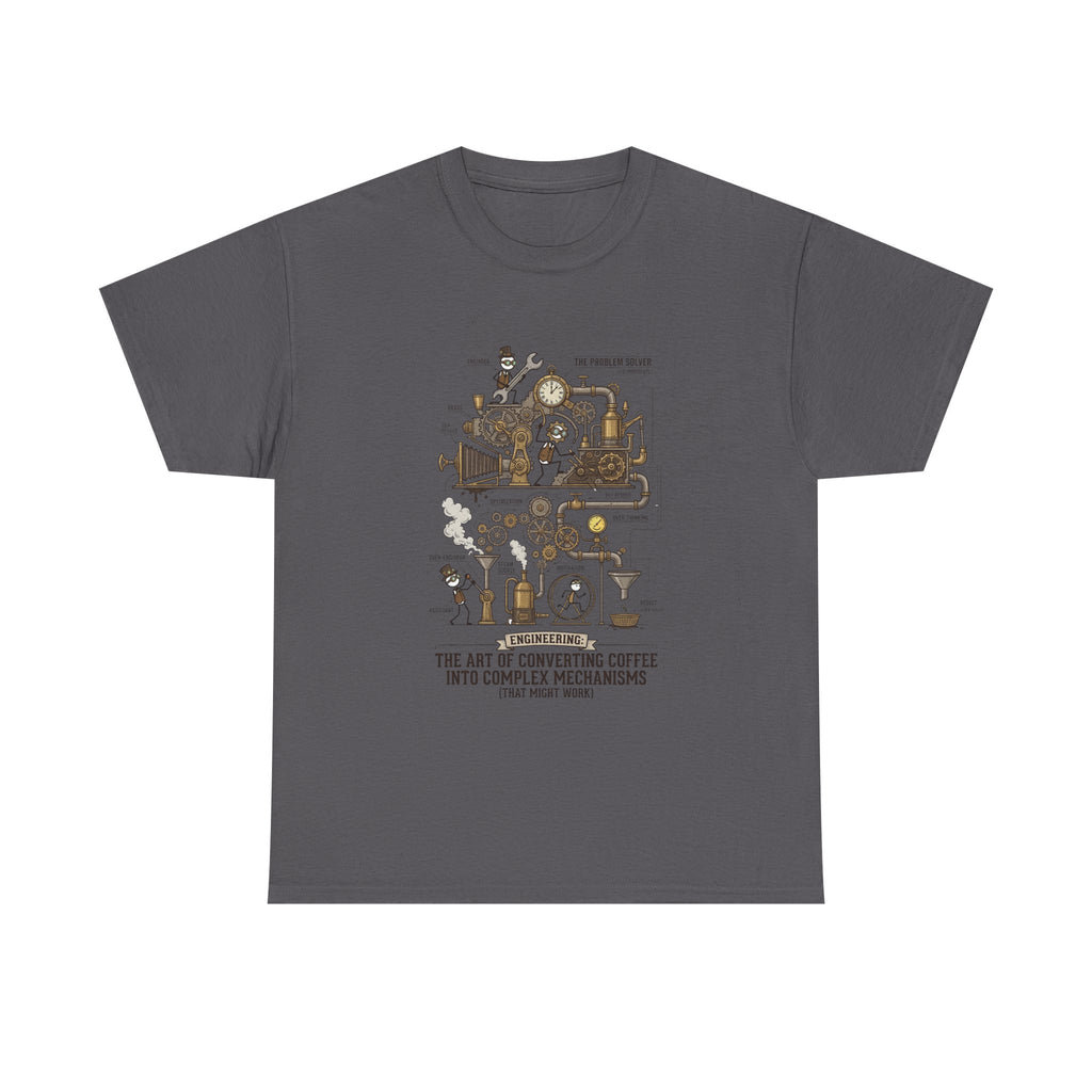 Steampunk Engineering T-Shirt — The Art of Converting Coffee Into Complex Mechanisms Graphic Tee