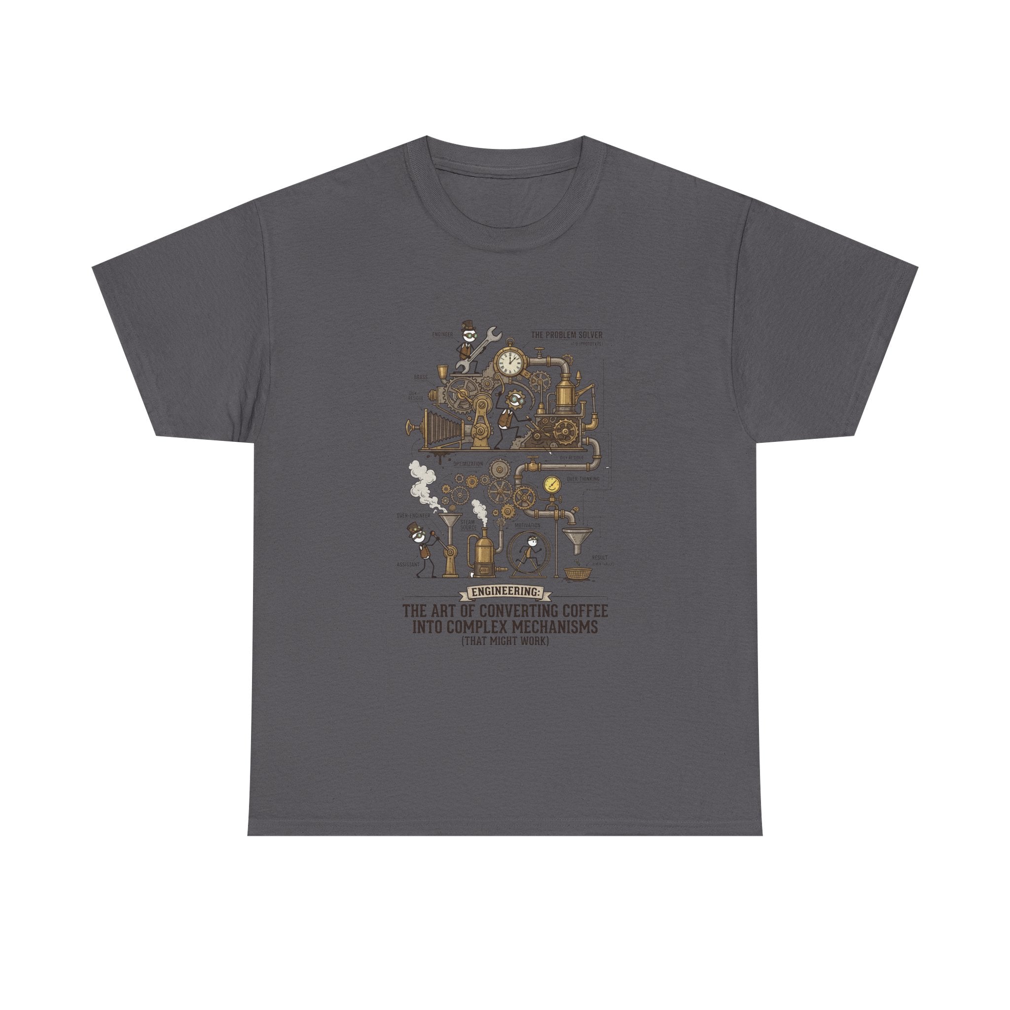 Steampunk Engineering T-Shirt — The Art of Converting Coffee Into Complex Mechanisms Graphic Tee