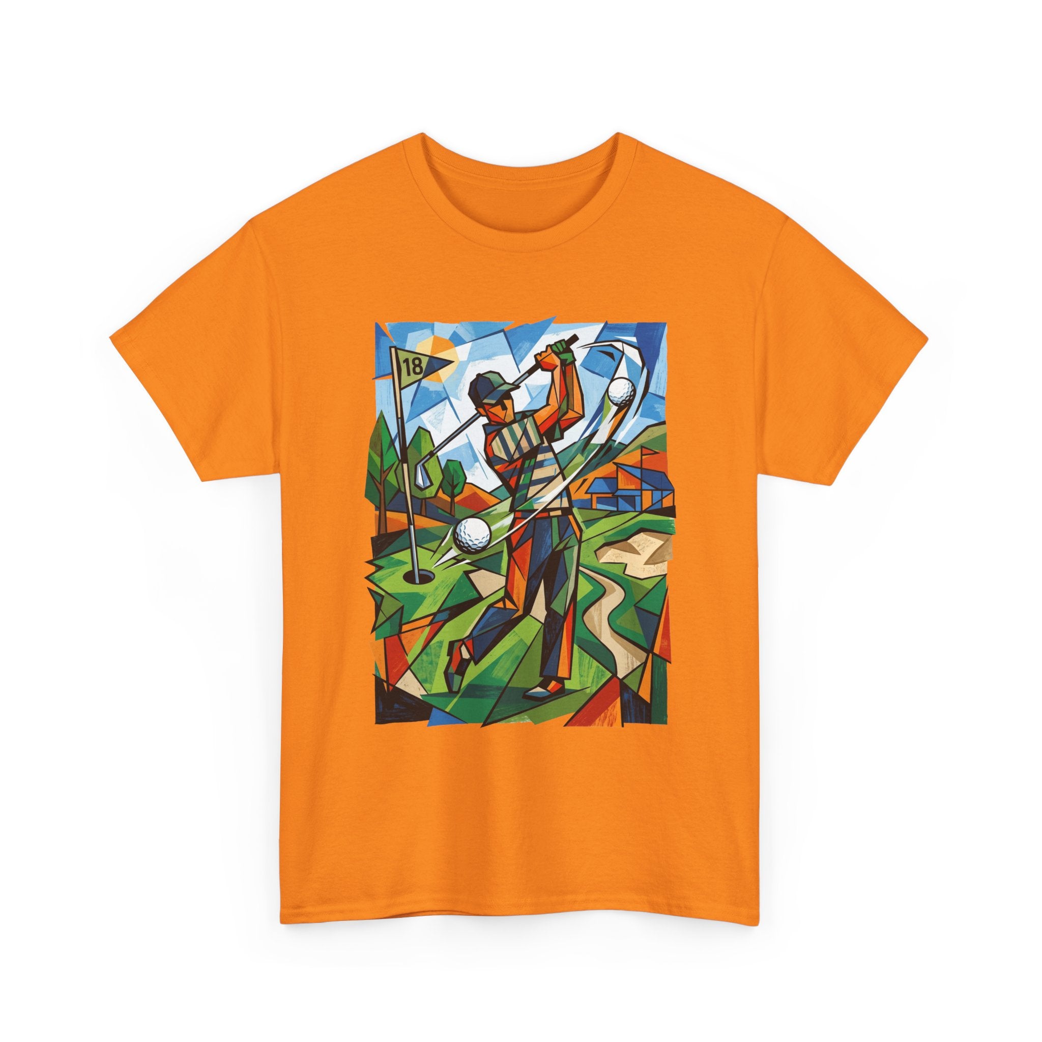 Golf Swing Art T-Shirt — Colorful Cubist Golfer Graphic Tee