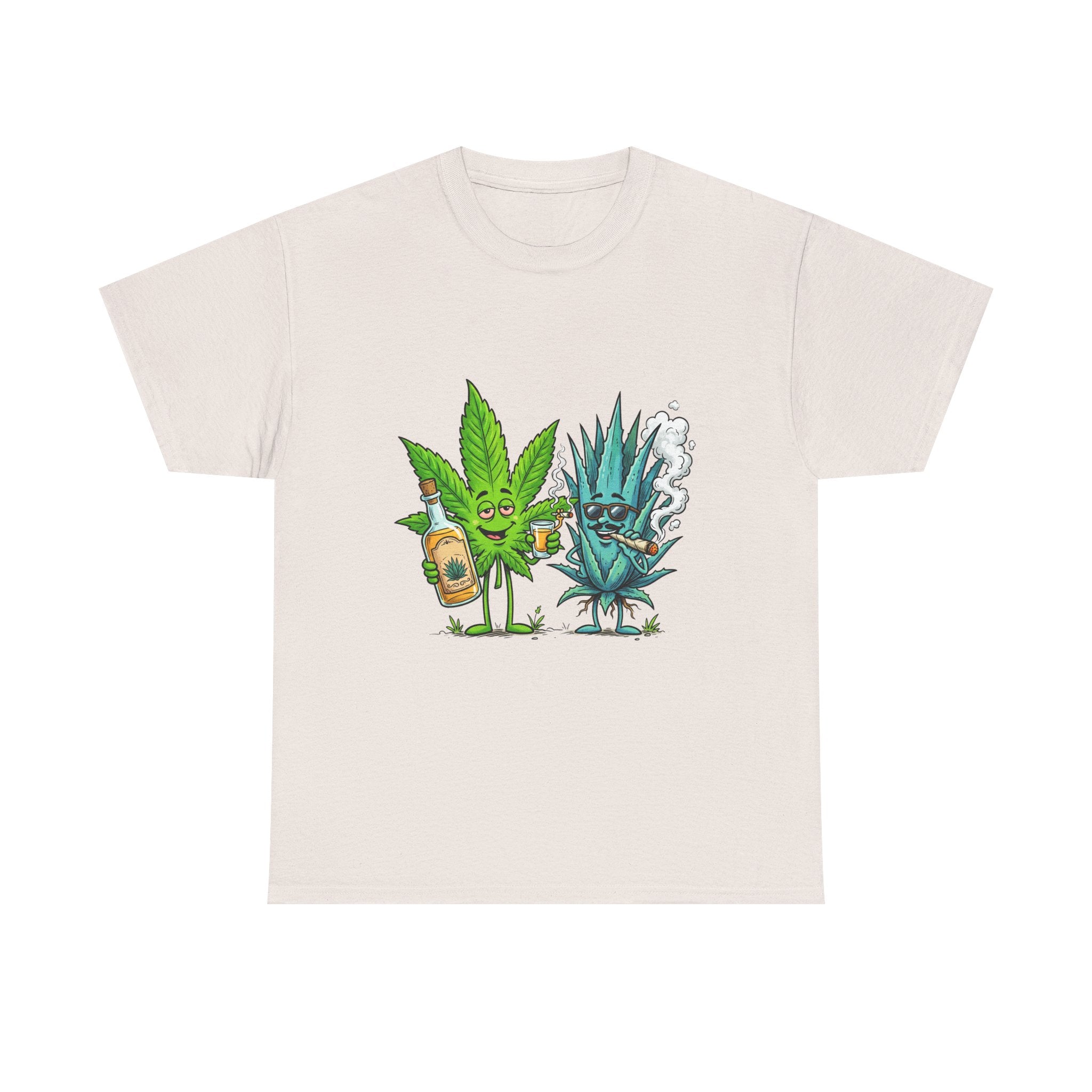 A Tequila & Cannabis Buds Friends T-Shirt — Funny Weed/Agave Leaf & Joint Graphic Tee