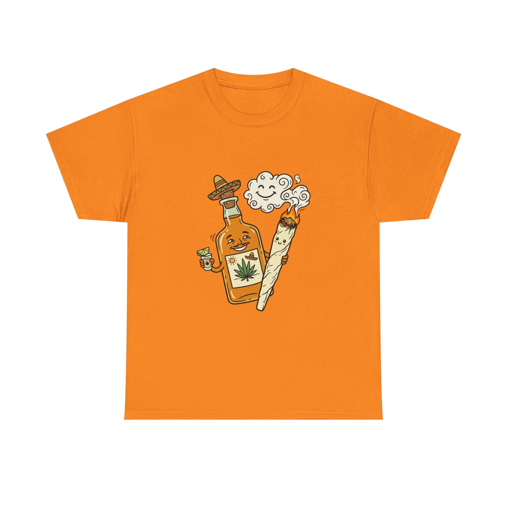 Cannabis & Tequila Tee — Funny Joint and Bottle Graphic T-Shirt