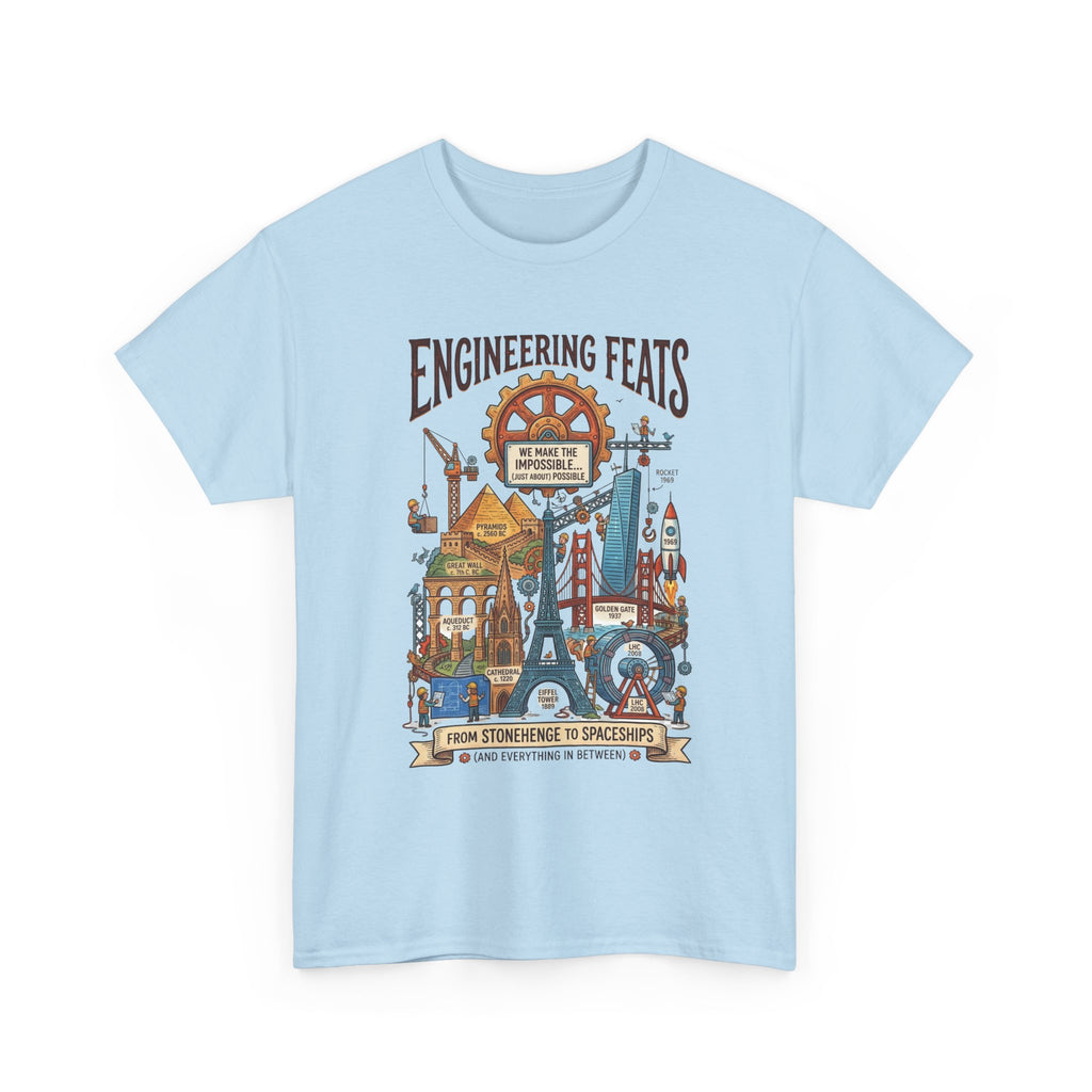 Engineering Feats T‑Shirt — STEM Vintage Landmark Illustration
