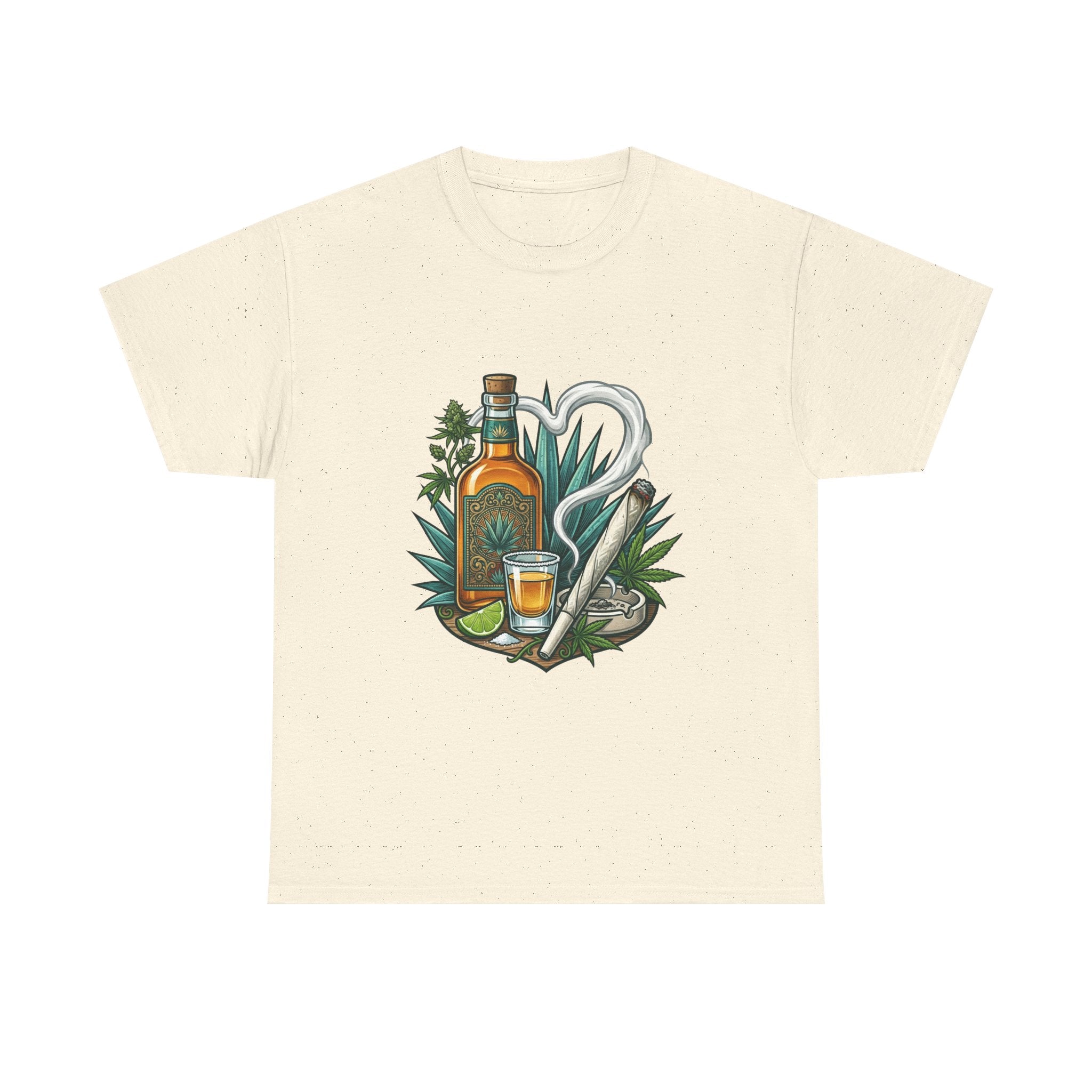 Tequila Bottle & Joint T‑Shirt — Agave Lime Margarita Design