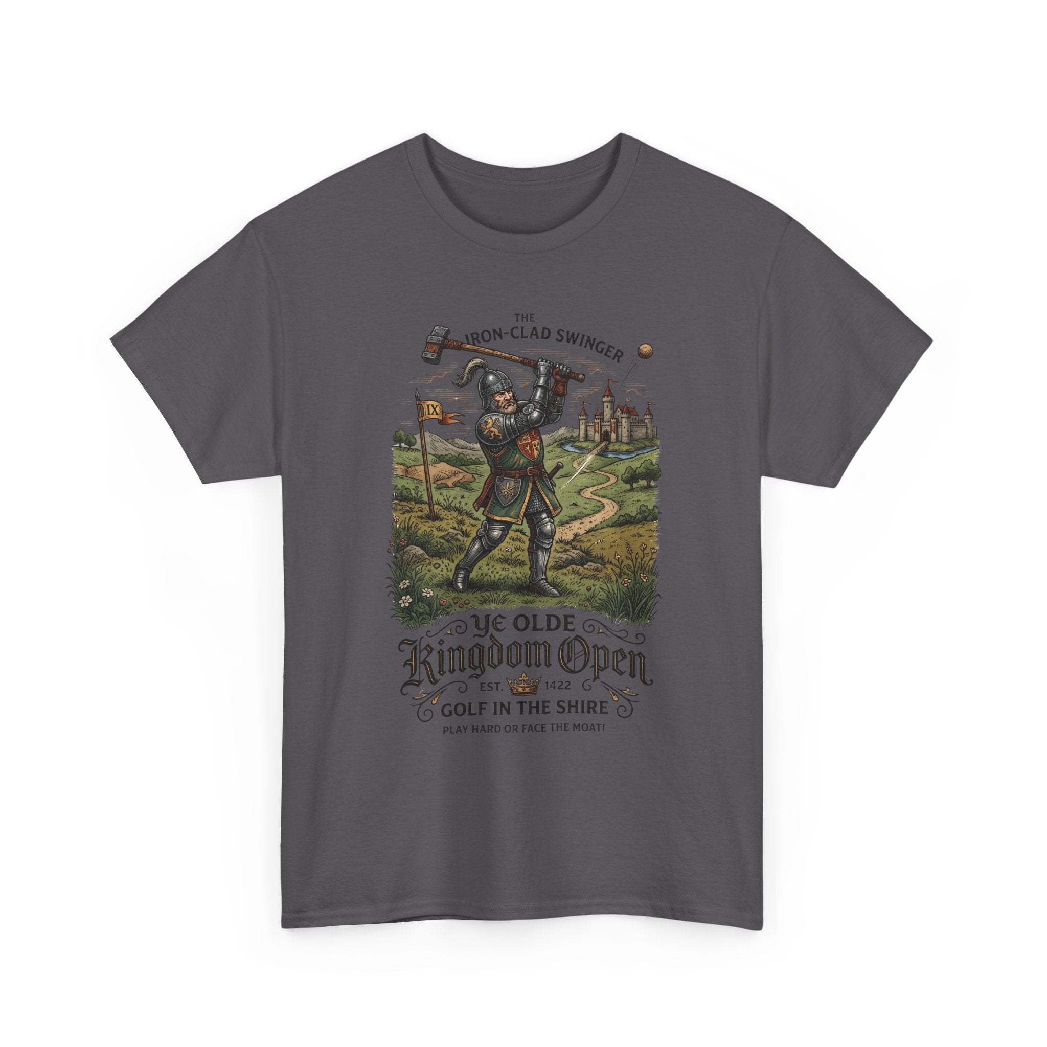 Golf T-Shirt — 'Ye Olde Kingdom Open' Vintage Medieval Golf Graphic Tee
