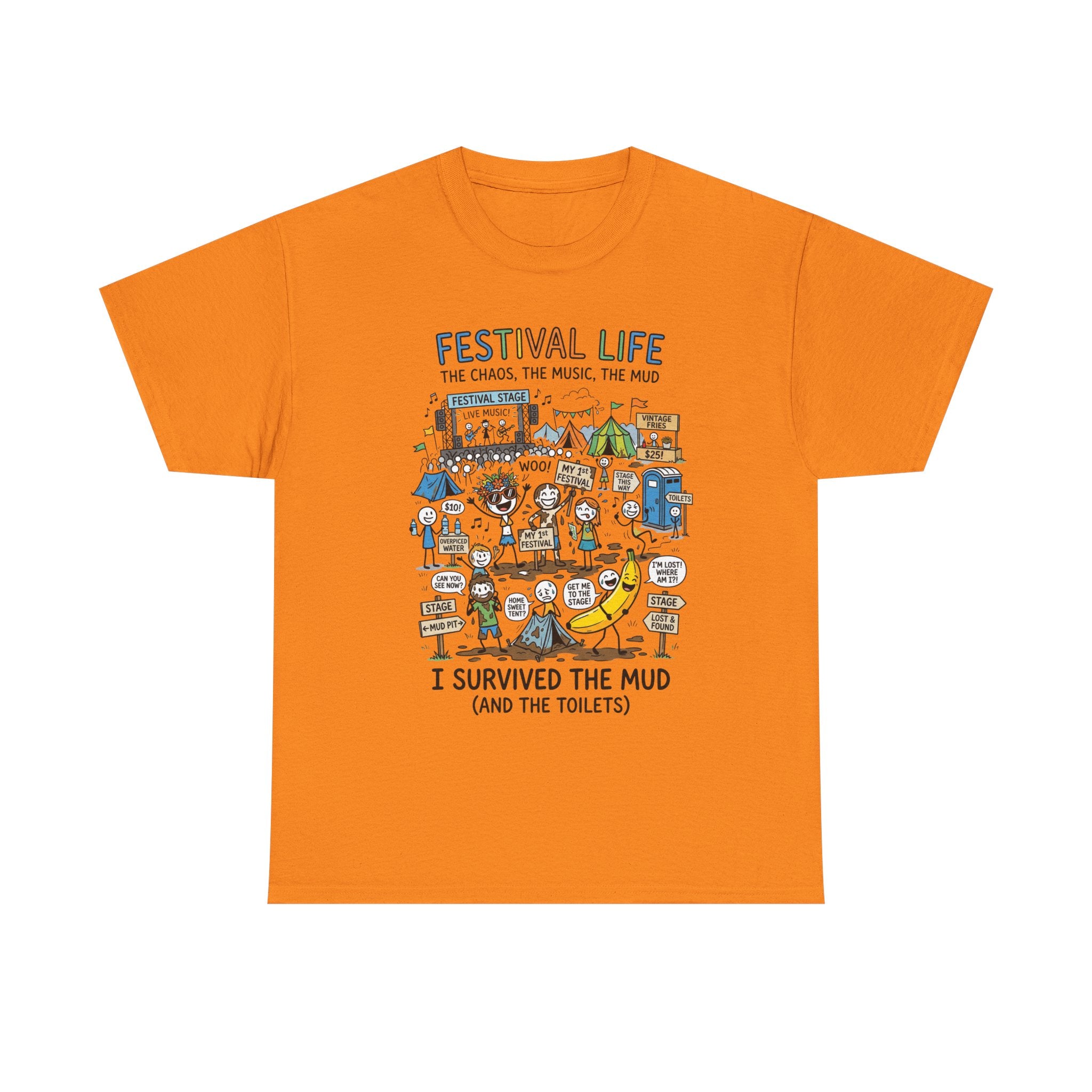 Festival Life T-Shirt — "I Survived the Mud (and the Toilets)" Graphic Tee
