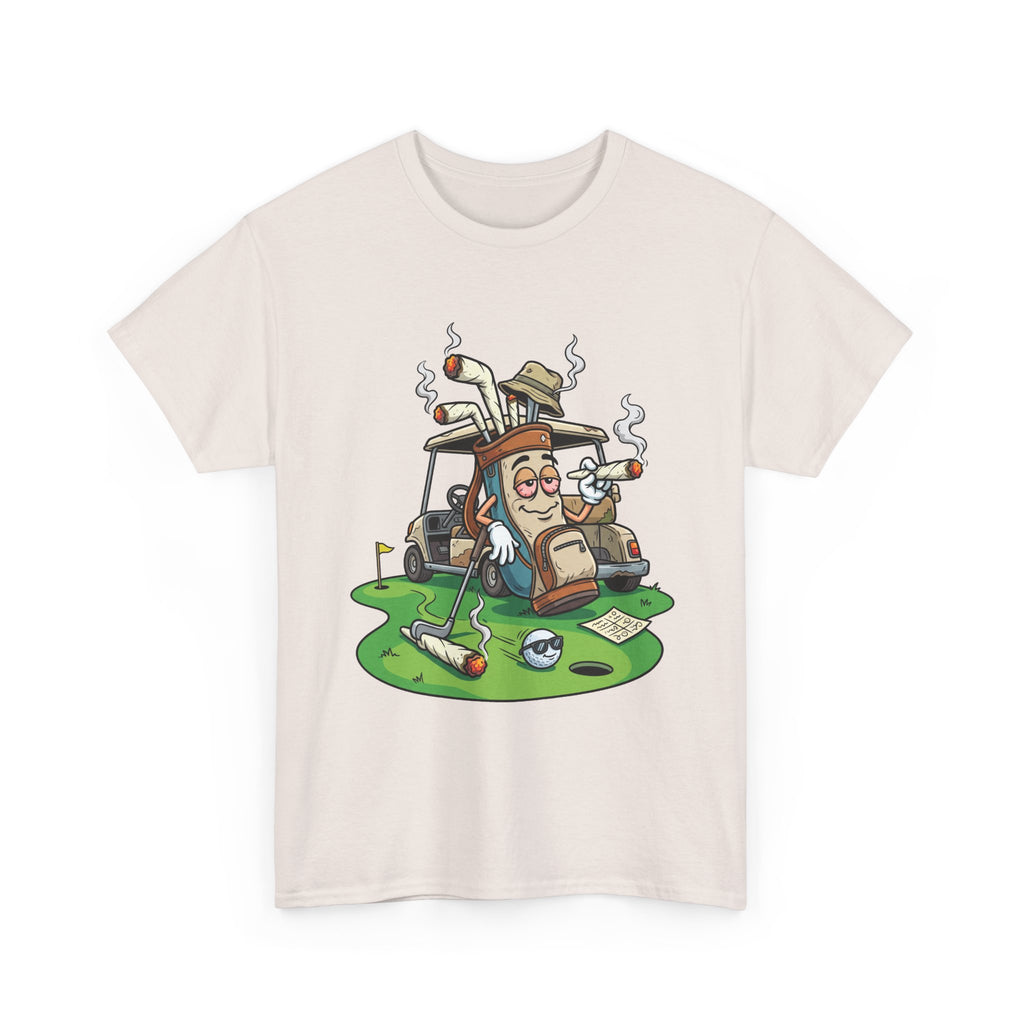 Golf weed Lounge T‑Shirt — Relaxed Golfer Cartoon Tee