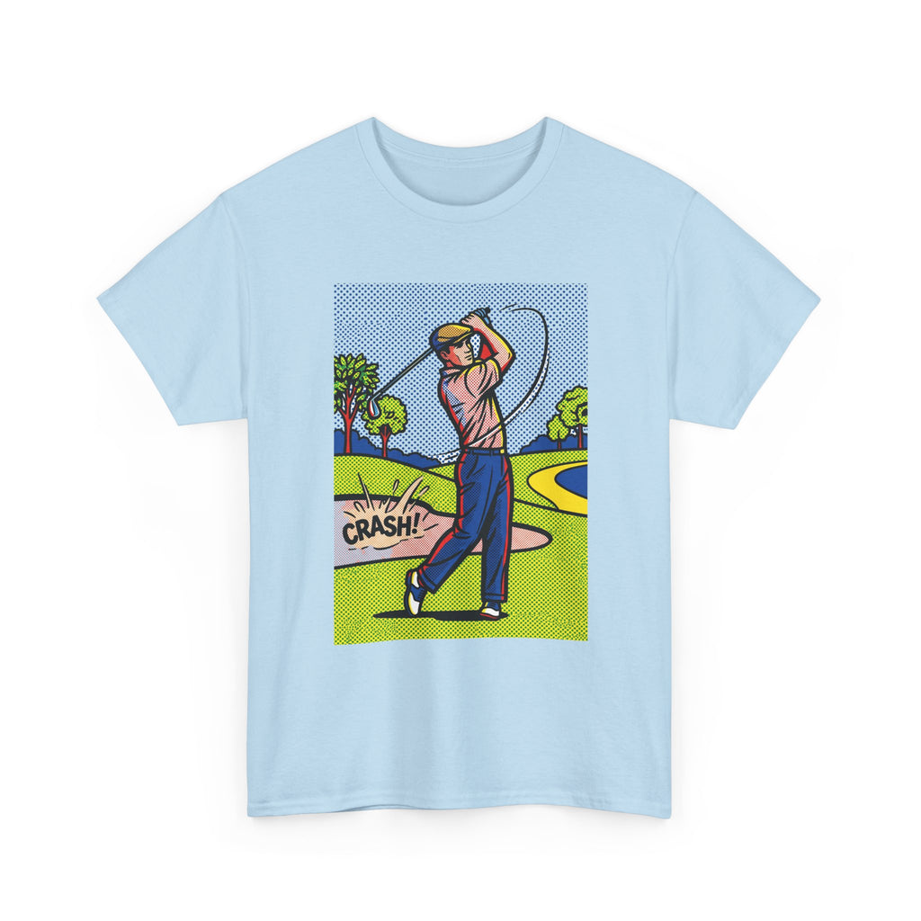 Golf Swing Pop Art T-Shirt — Vintage Comic 'Crash!' Graphic Tee