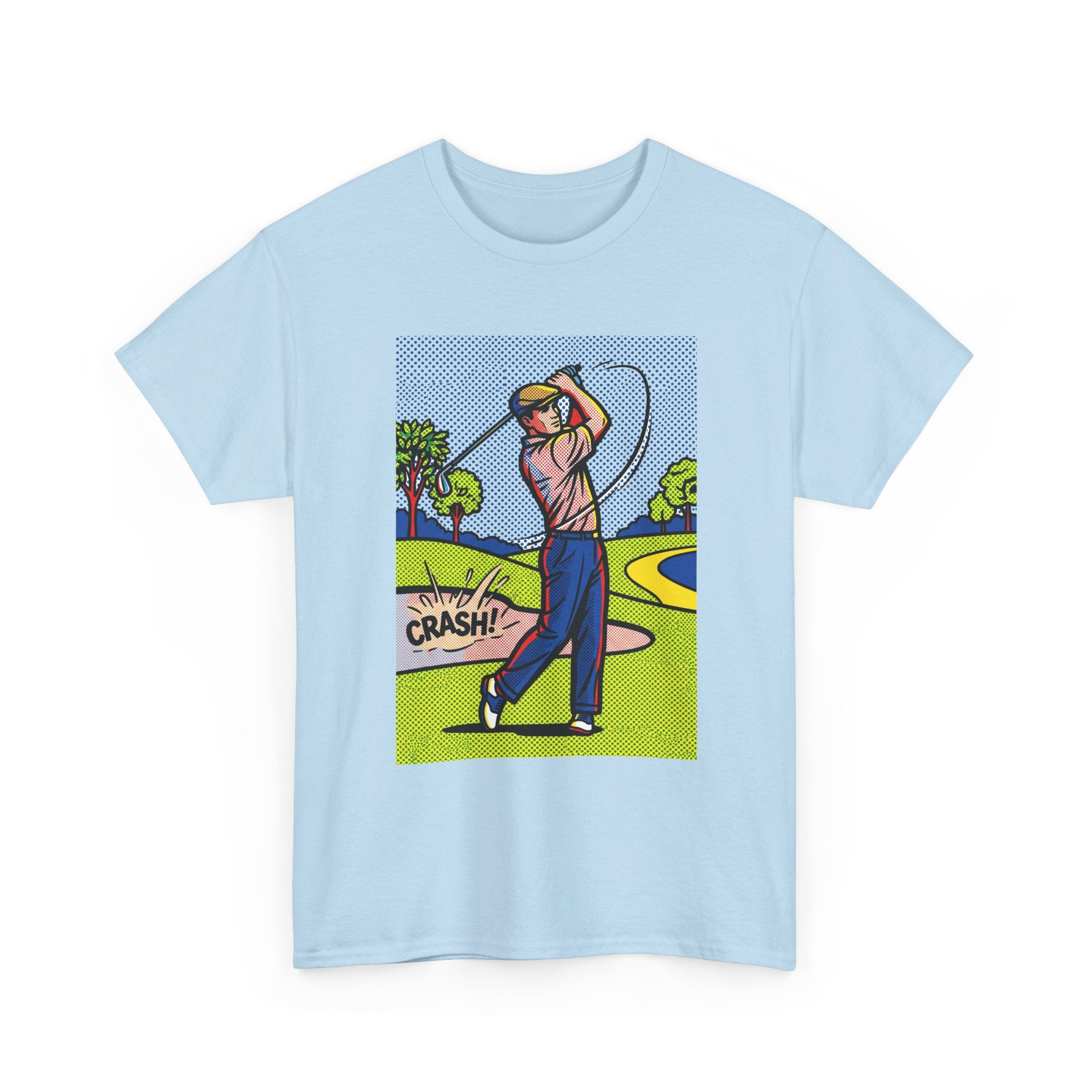 Golf Swing Pop Art T-Shirt — Vintage Comic 'Crash!' Graphic Tee