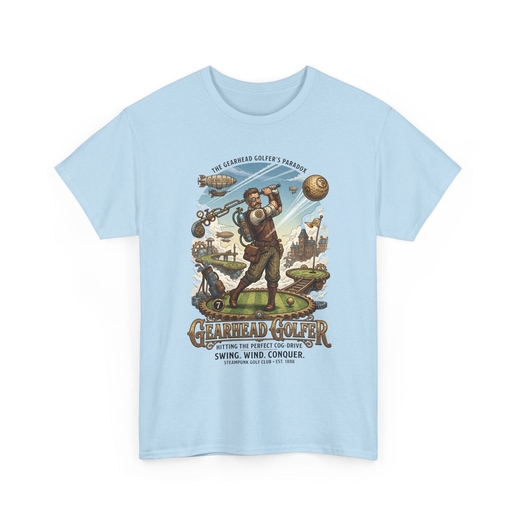Steampunk Golf T-Shirt - 'Gearhead Golfer' Vintage Car & Golf Humor Tee