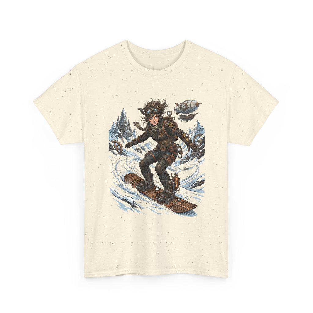 Steampunk Girl Snowboarder Graphic Tee — Winter Snowboarding Adventure Shirt