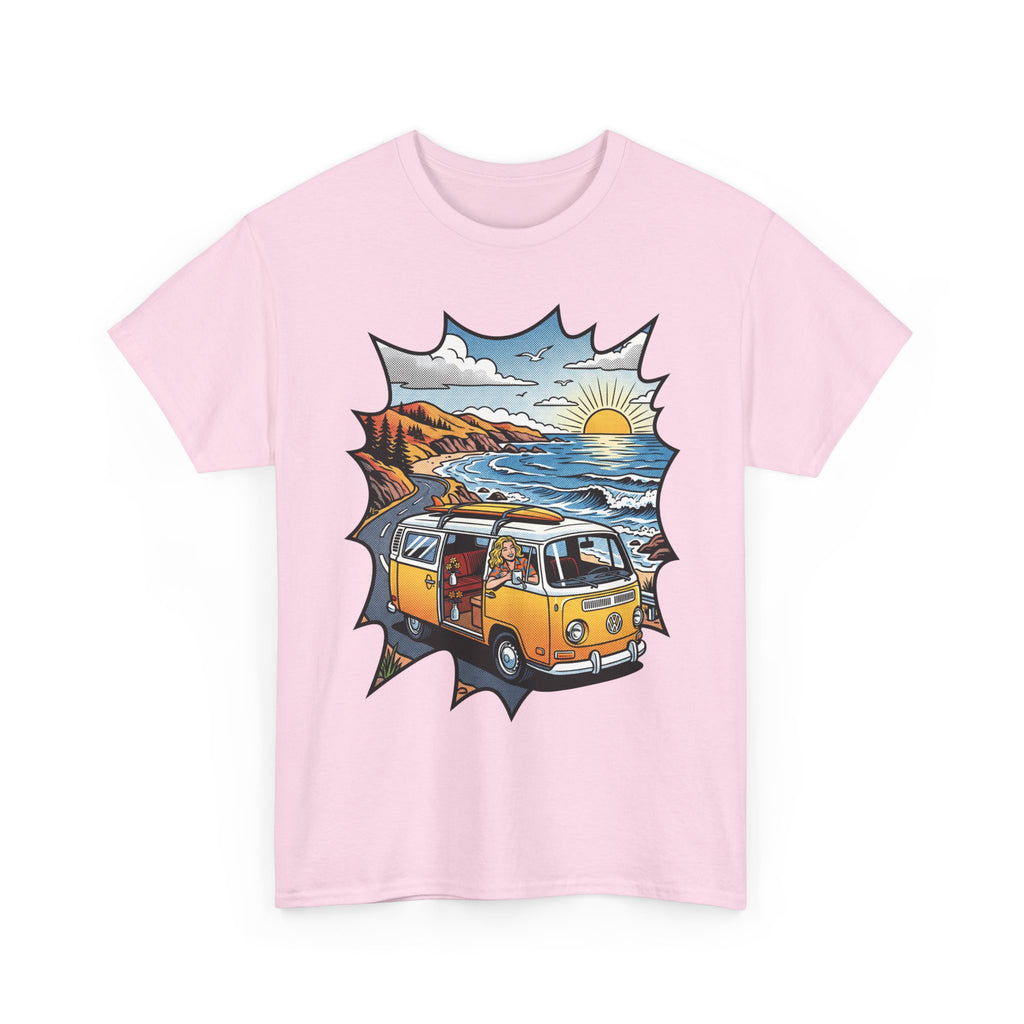 Road Trip Van T-Shirt — Vintage Camper Beach Sunset Tee