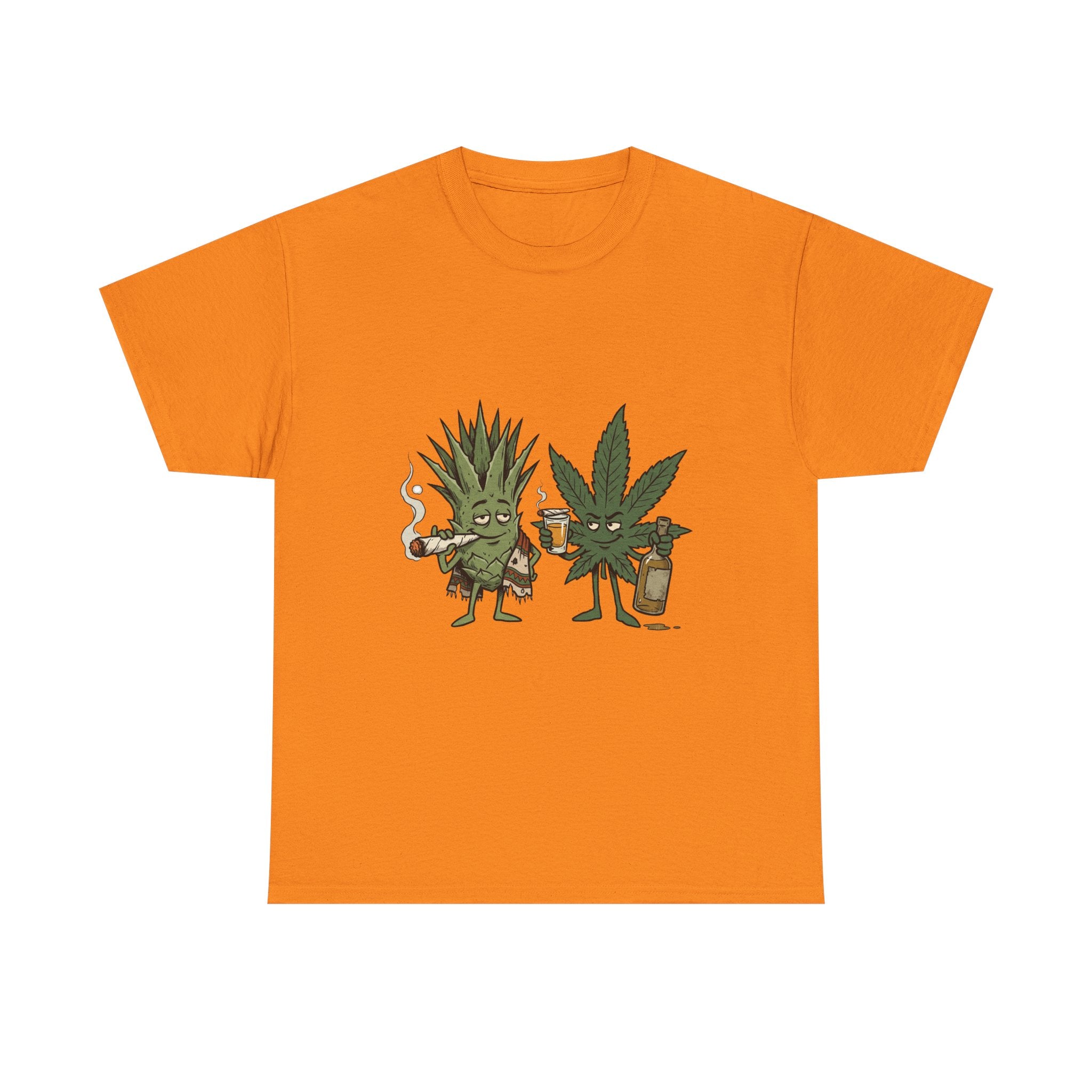Marijuana Leaf and Agave Friends T-Shirt – Funny Cannabis Leaf & Tequila Smoking Tee
