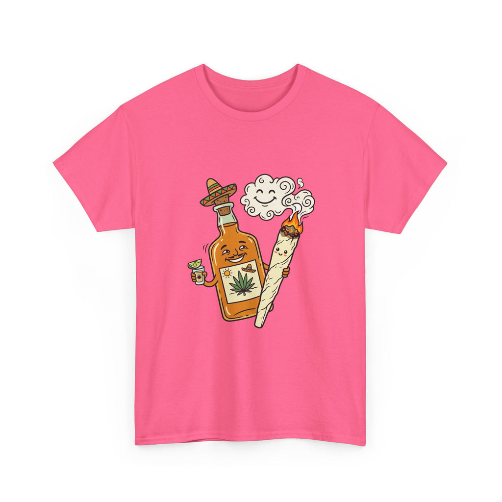 Cannabis & Tequila Tee — Funny Joint and Bottle Graphic T-Shirt
