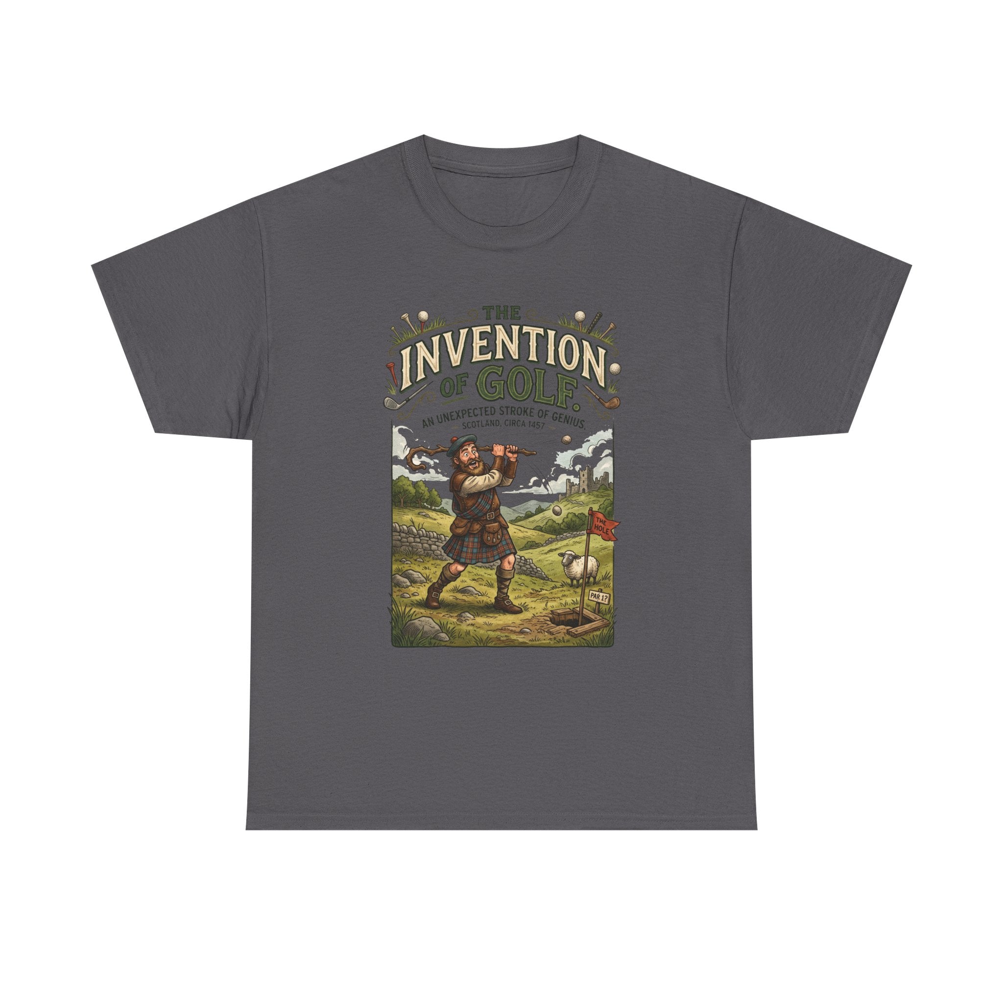 Golf Tee — 'The Invention of Golf' Vintage Golfing Graphic Shirt