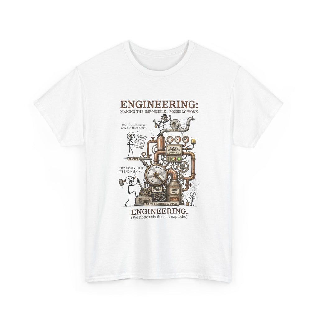 Engineering T‑Shirt – Coffee Diagram Tee (Funny "Engineering: Making the Impossible Work")