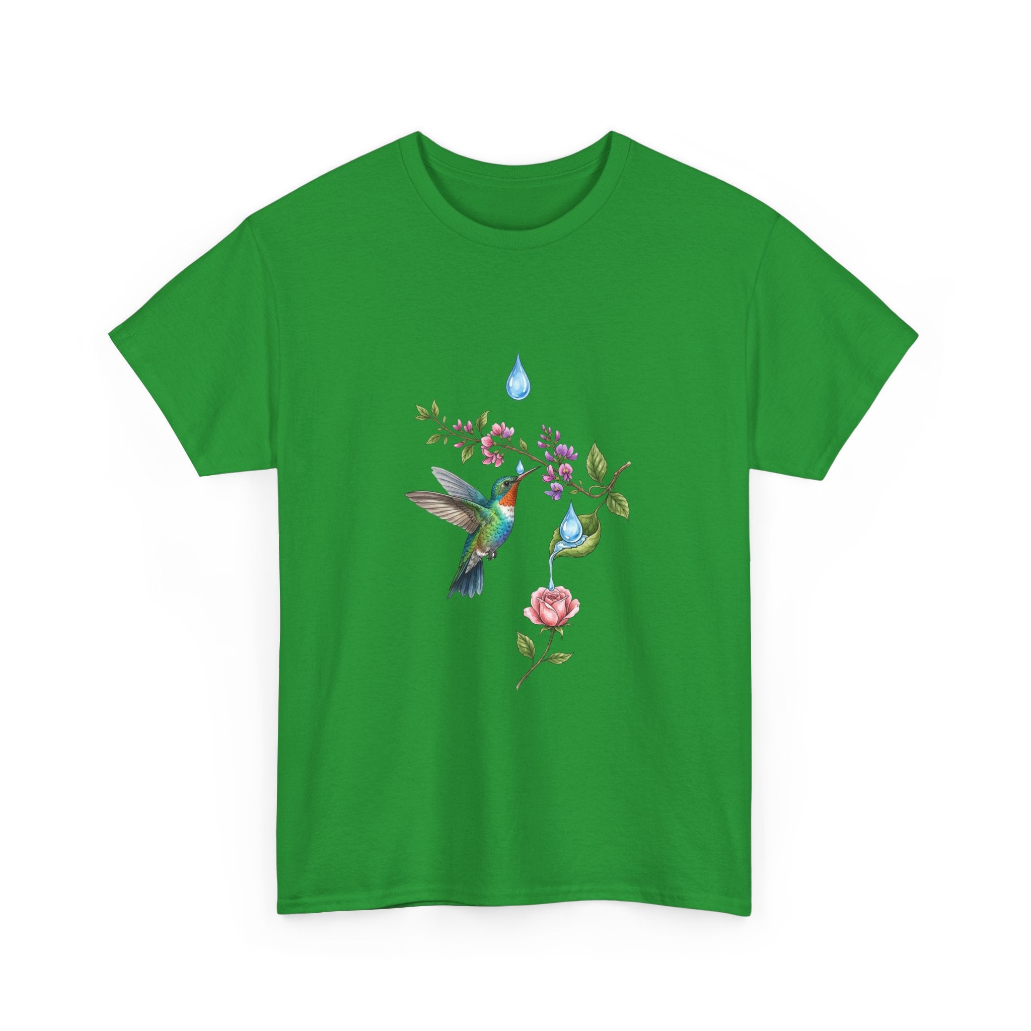 Hummingbird & Floral Tee — Watercolor Garden Shirt