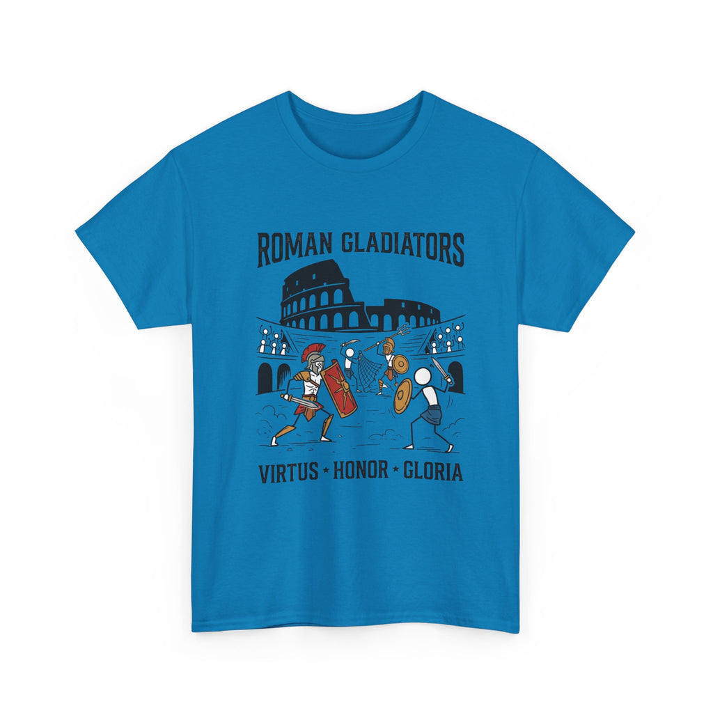 Roman Gladiators T-Shirt — Colosseum Design with "Virtus • Honor • Gloria"